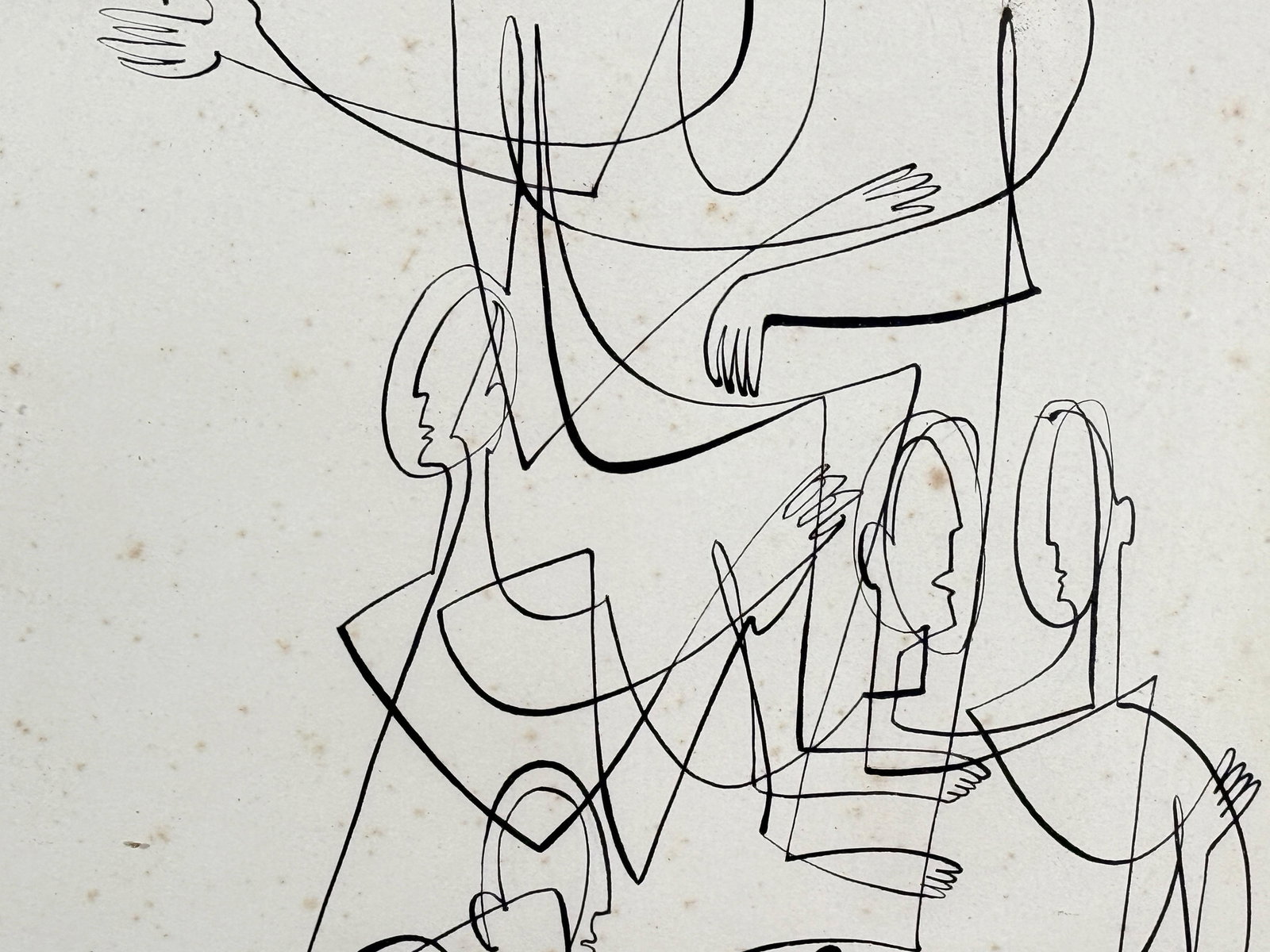 Modernist Figurative Pen and Ink Drawing Corporate Structure by Betty Wells - 4