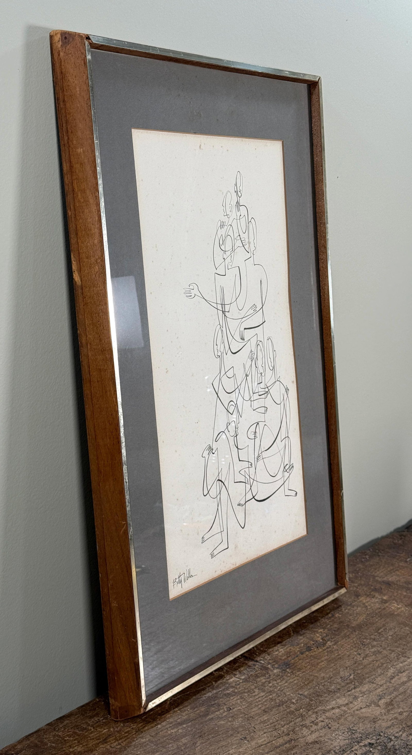 Modernist Figurative Pen and Ink Drawing Corporate Structure by Betty Wells - 7