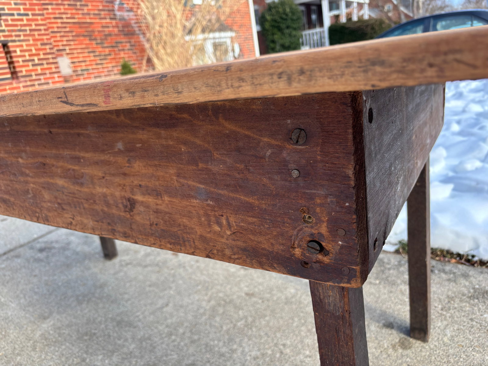 Late 19th Century French Country Large Plank Pine Farmhouse Table - 10