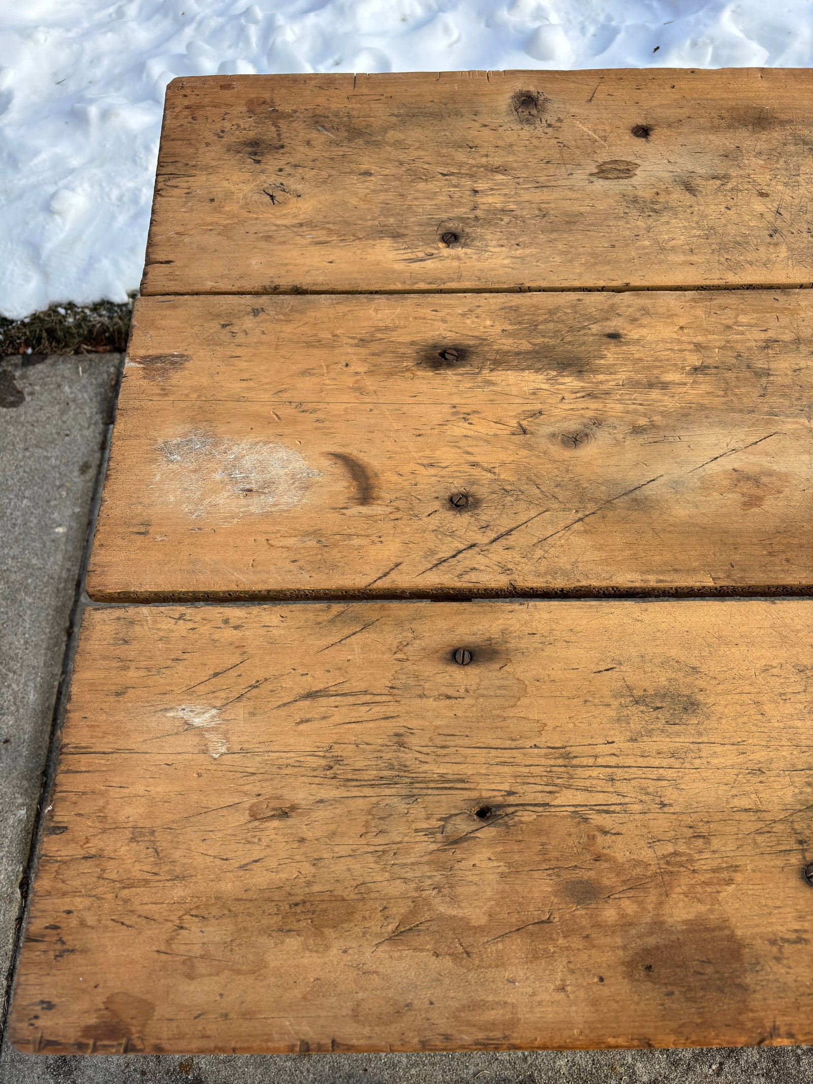 Late 19th Century French Country Large Plank Pine Farmhouse Table - 12