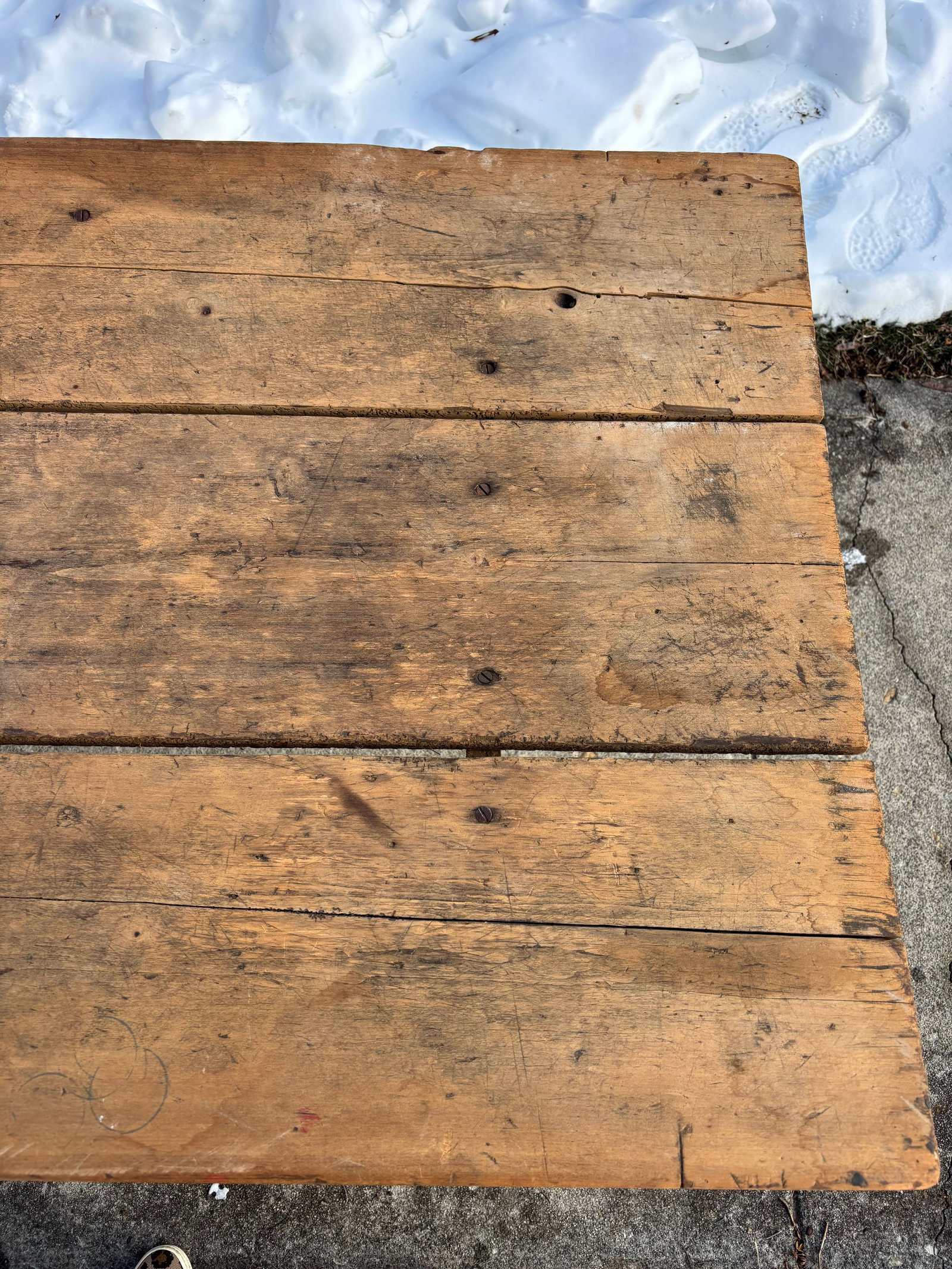 Late 19th Century French Country Large Plank Pine Farmhouse Table - 14