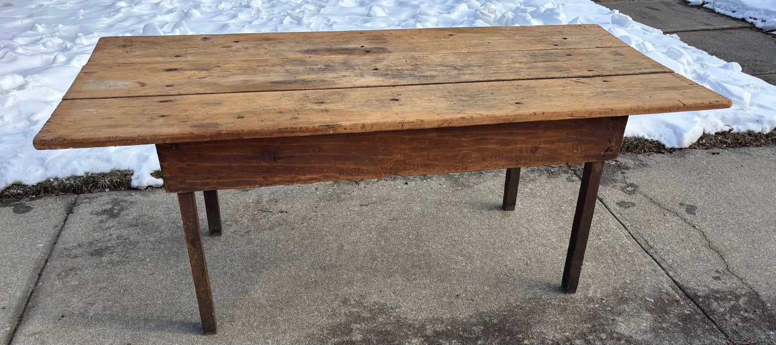 Late 19th Century French Country Large Plank Pine Farmhouse Table - 18