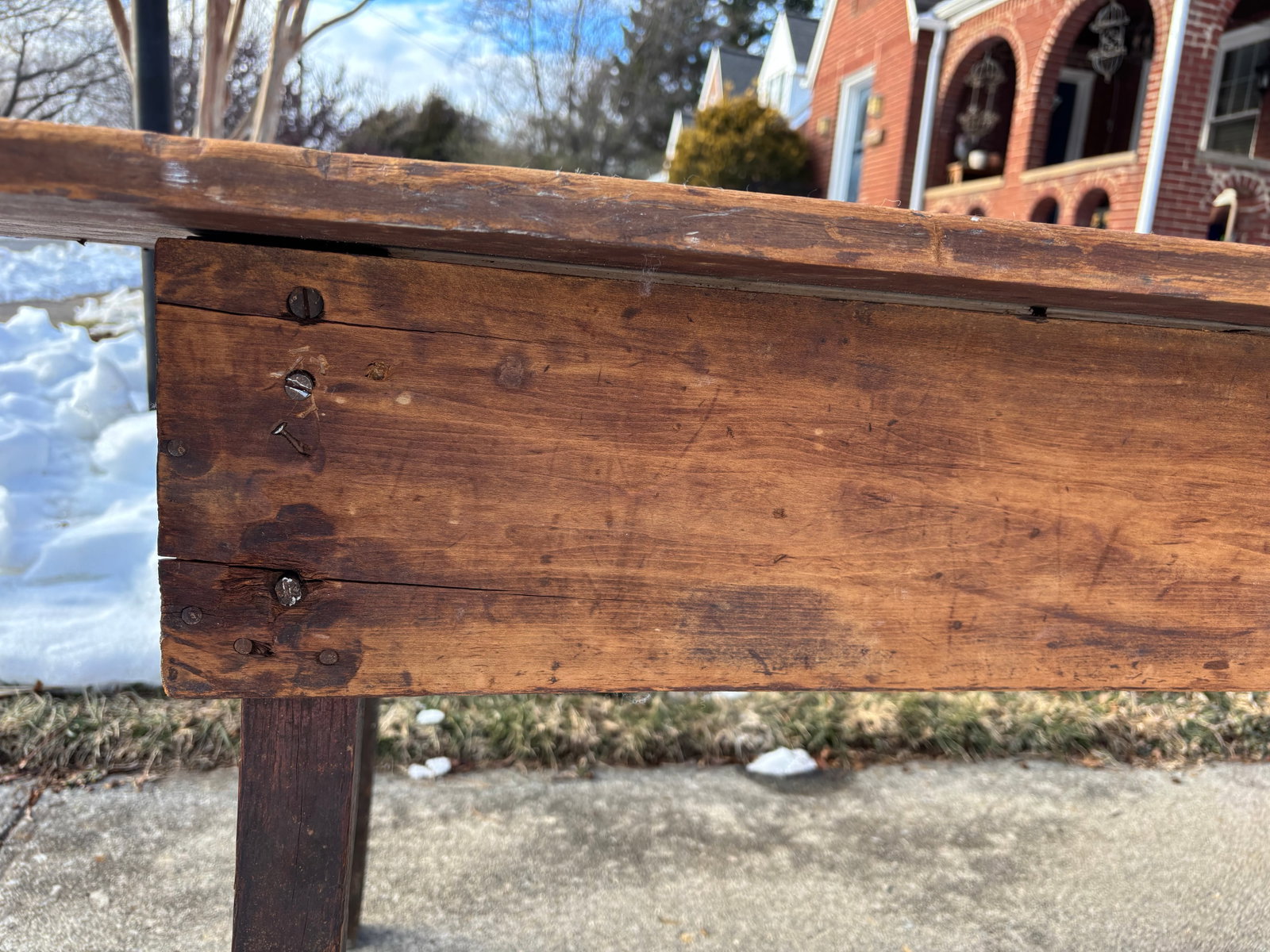 Late 19th Century French Country Large Plank Pine Farmhouse Table - 8