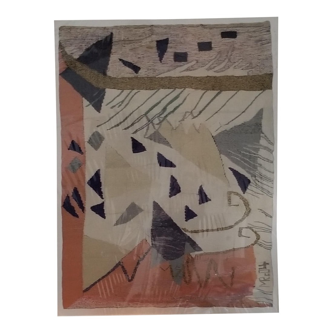 Triangle III: The Law of Three Series - Giclee Limited-Edition Print Reproduction: Triangle III: Law of Three Series Giclee Print. (Right Hand Side of Half of the Trinty Tapestry - or as woven titled Triangle V in The Law of Three Tapestry Series). It can be hung in this vertical