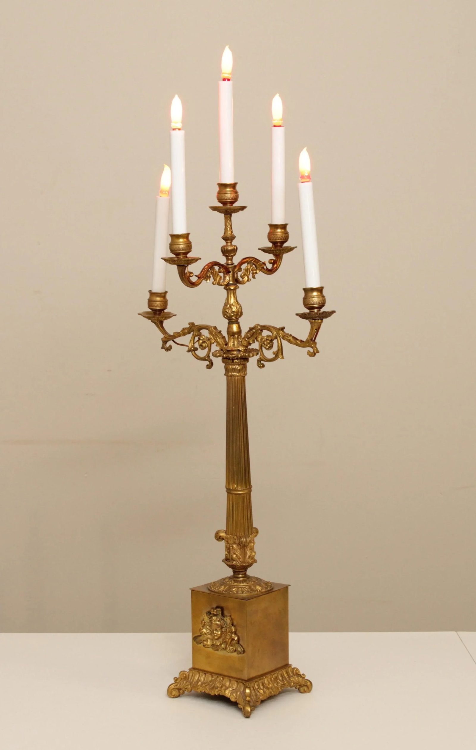 Vintage French Bronze Candelabra Table Lamp - 3