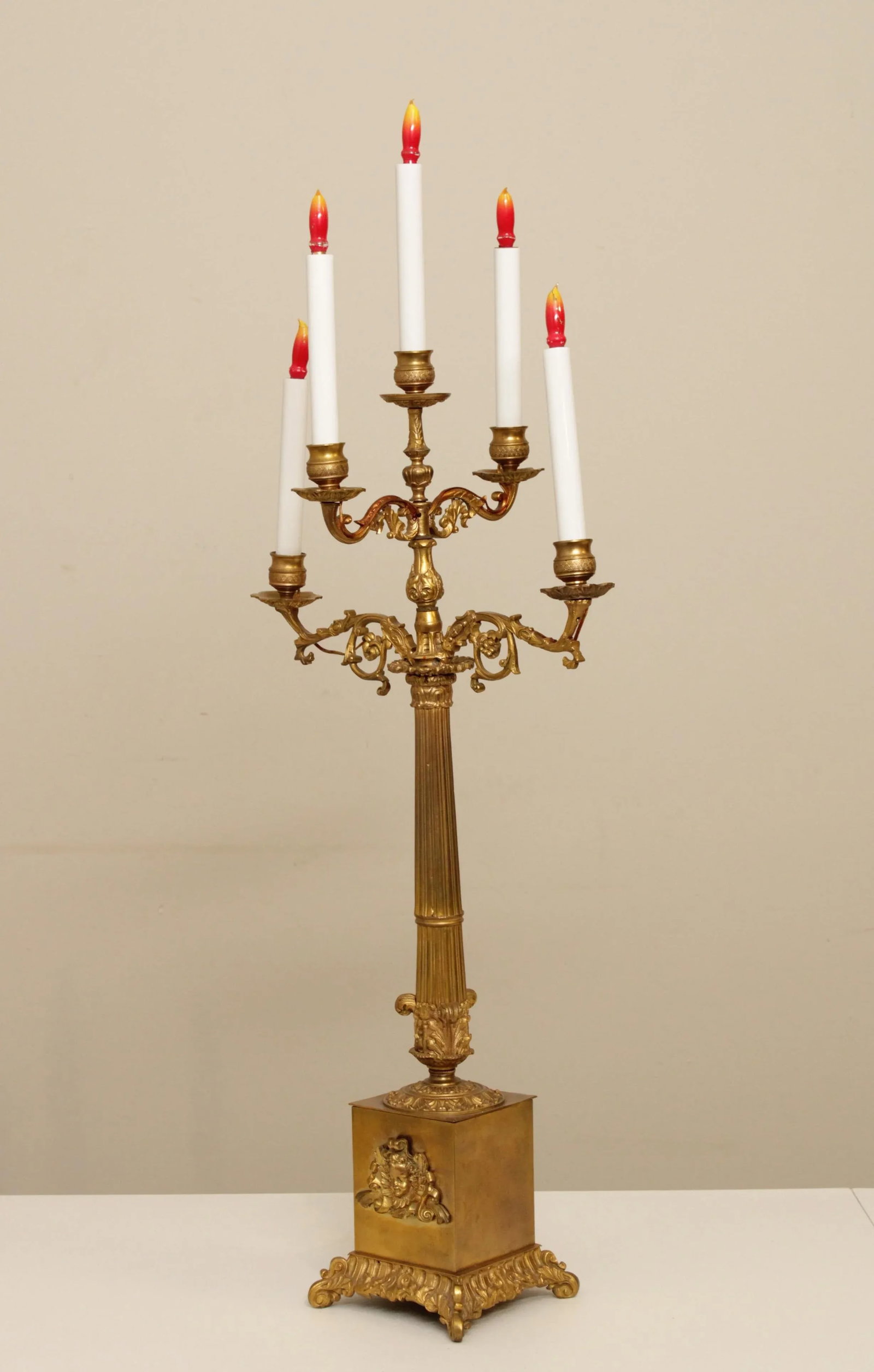 Vintage French Bronze Candelabra Table Lamp - 4