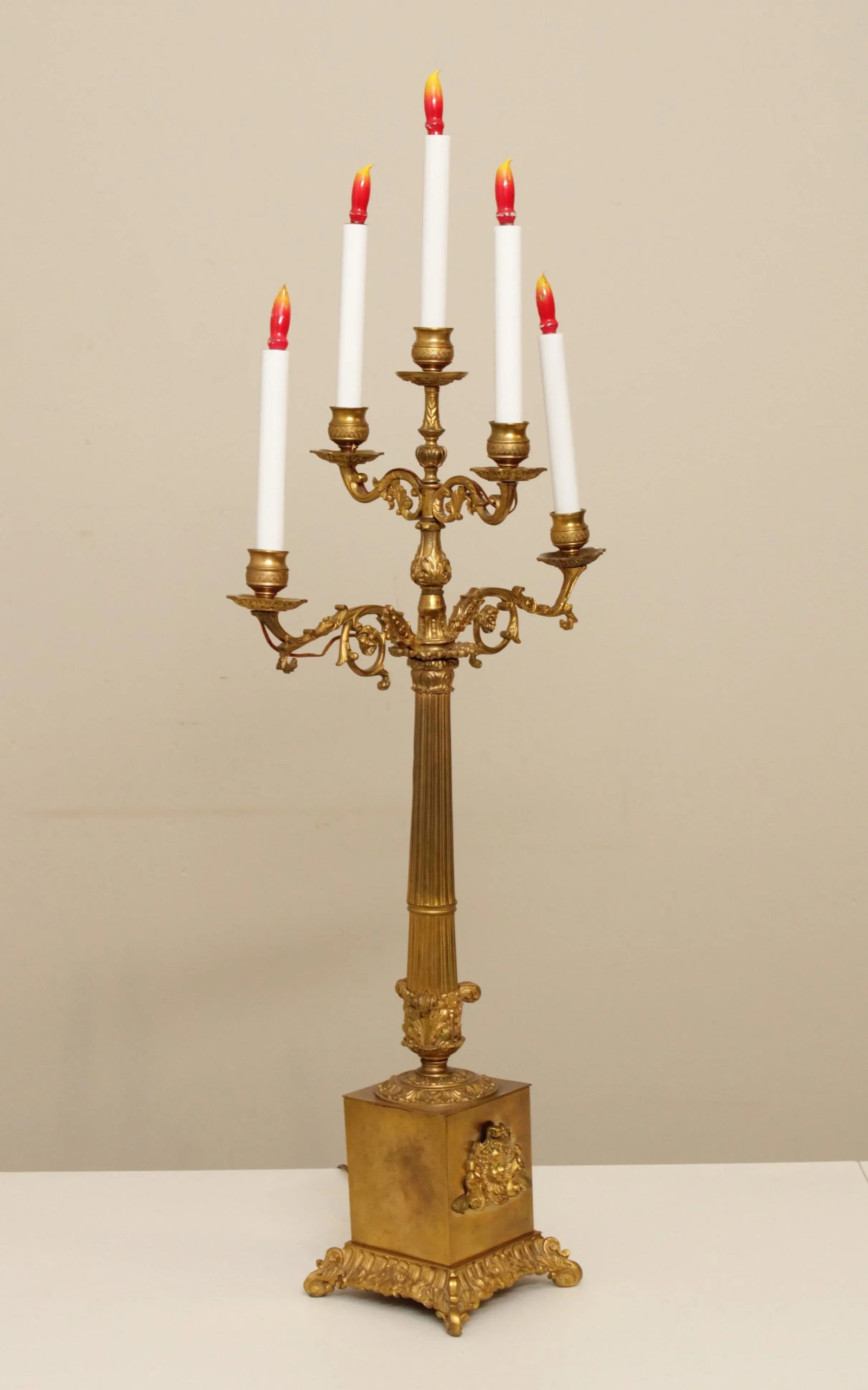 Vintage French Bronze Candelabra Table Lamp - 5
