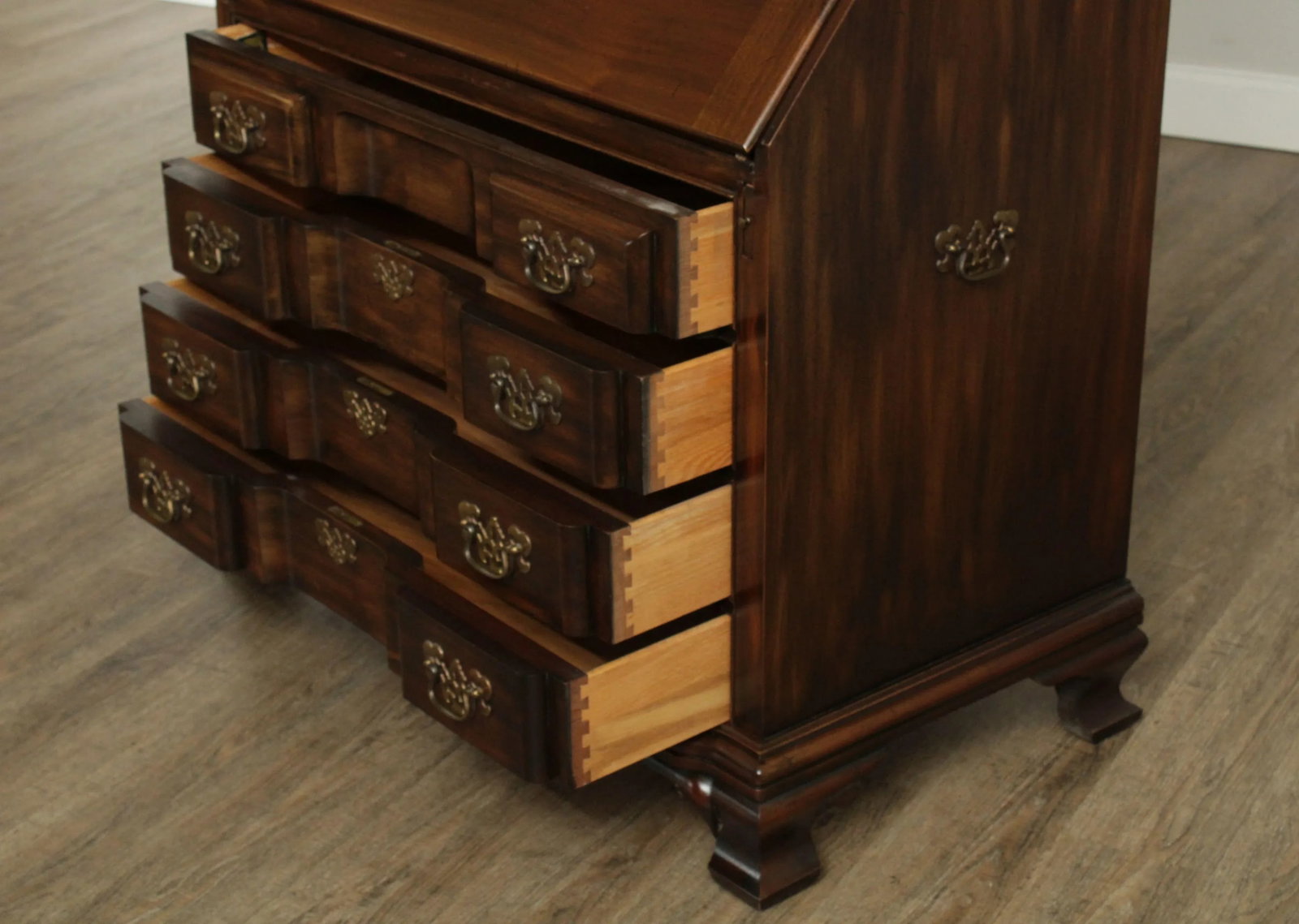 Maddox Chippendale Style Vintage Mahogany Block Front Secretary Desk - 11