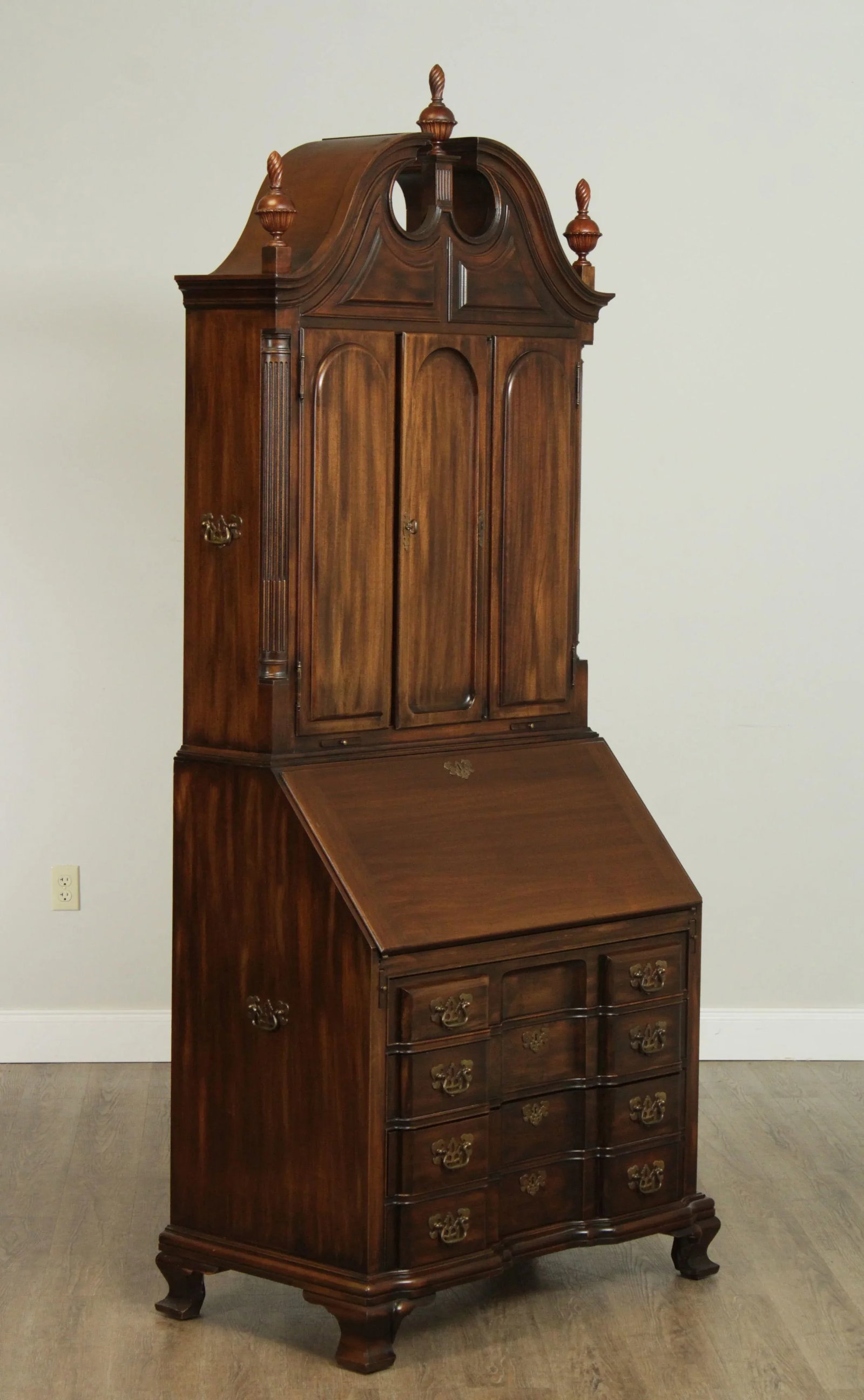 Maddox Chippendale Style Vintage Mahogany Block Front Secretary Desk - 2