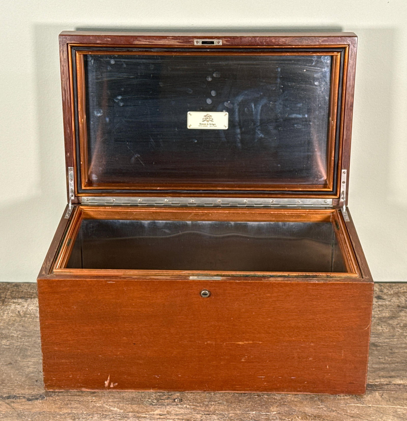 Antique c.1920's Benson & Hedges Wooden Cigar Humidor Box - 3