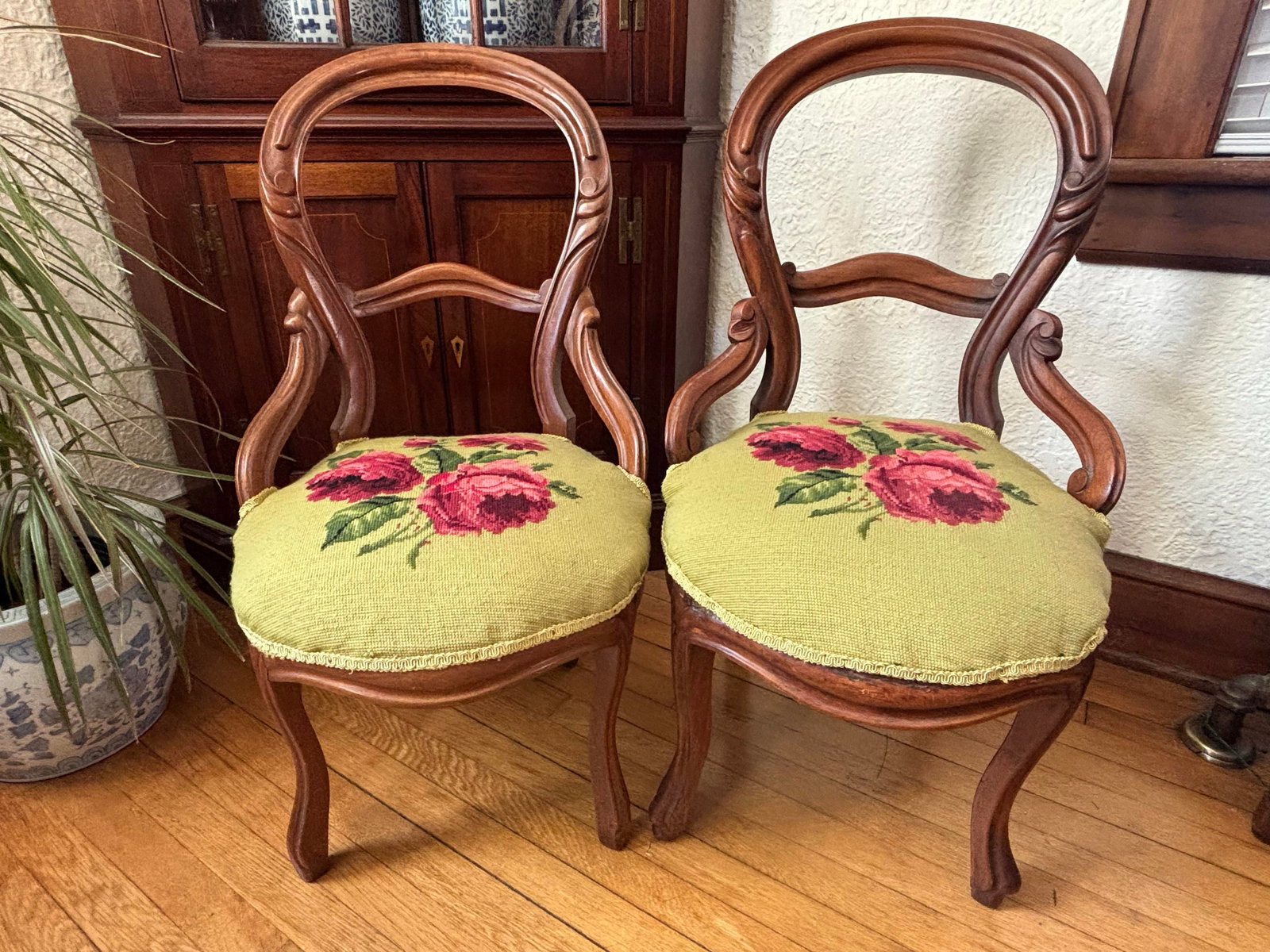 19th Century Victorian Mahogany Balloon Back Parlor Side Chairs - A Pair - 2
