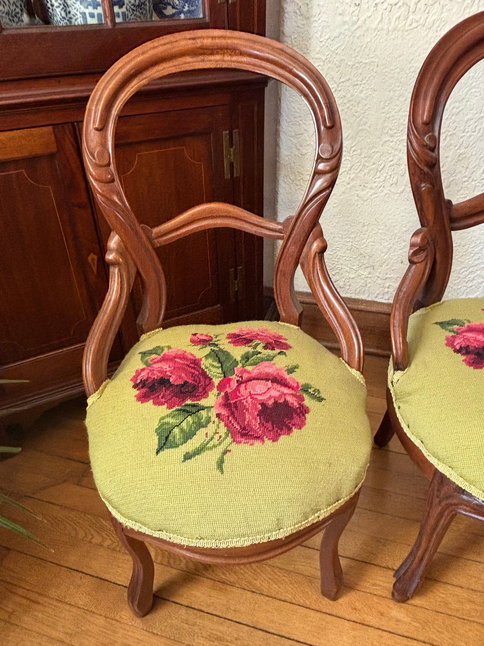 19th Century Victorian Mahogany Balloon Back Parlor Side Chairs - A Pair - 3