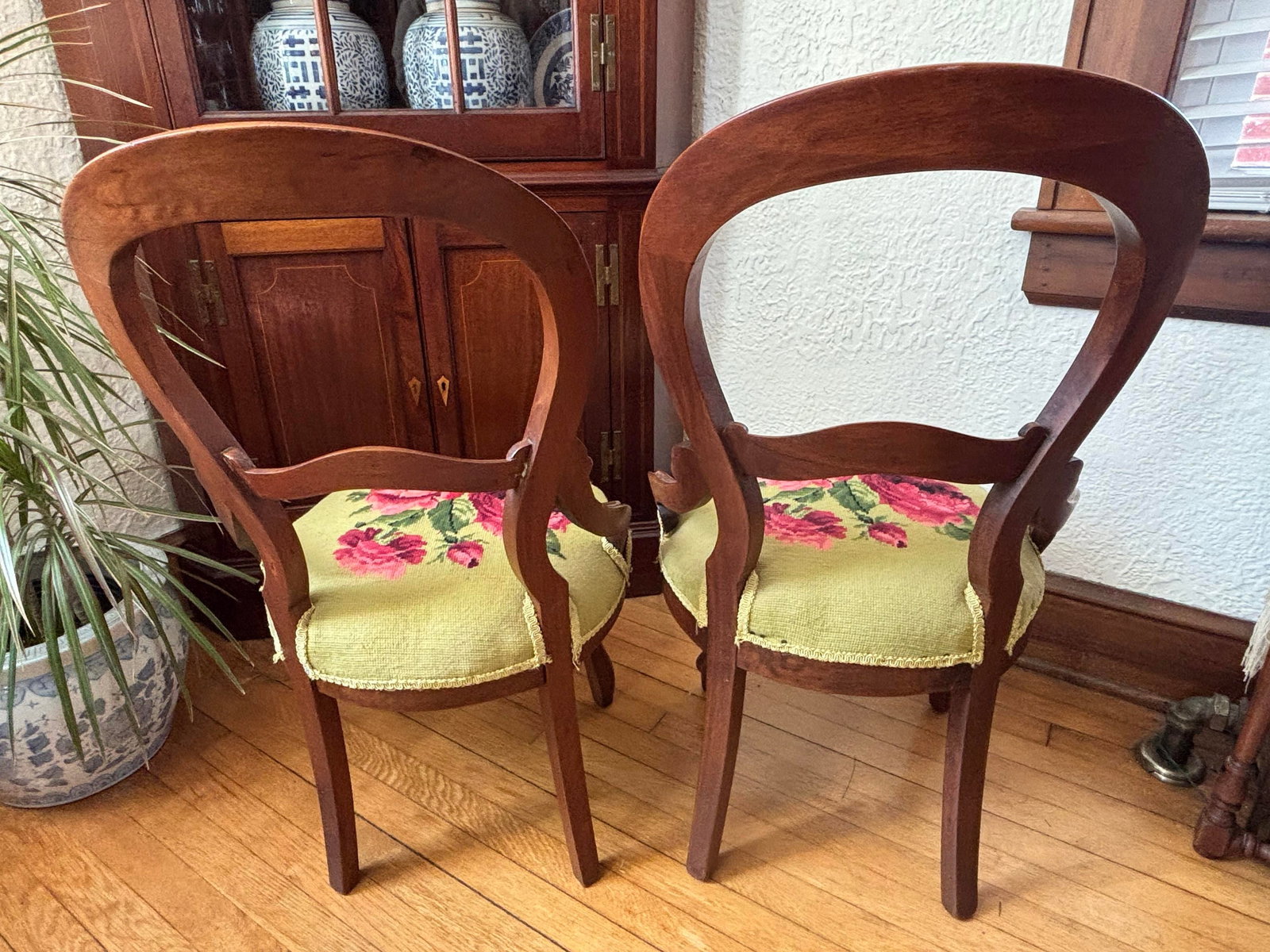 19th Century Victorian Mahogany Balloon Back Parlor Side Chairs - A Pair - 9