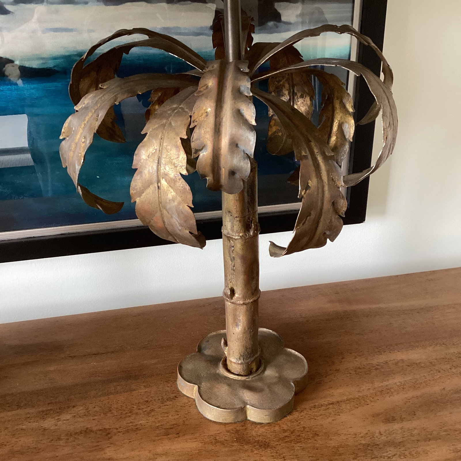 1970s Niermann Weeks Attributed Gilt Palm Tree Lamps – Fully Restored - a Pair - 3