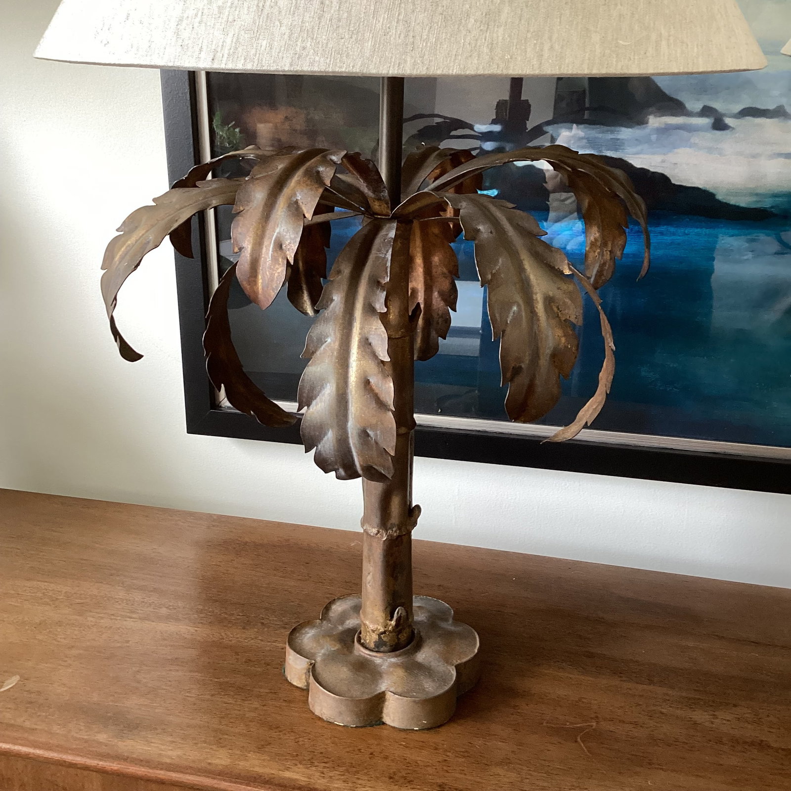 1970s Niermann Weeks Attributed Gilt Palm Tree Lamps – Fully Restored - a Pair - 4