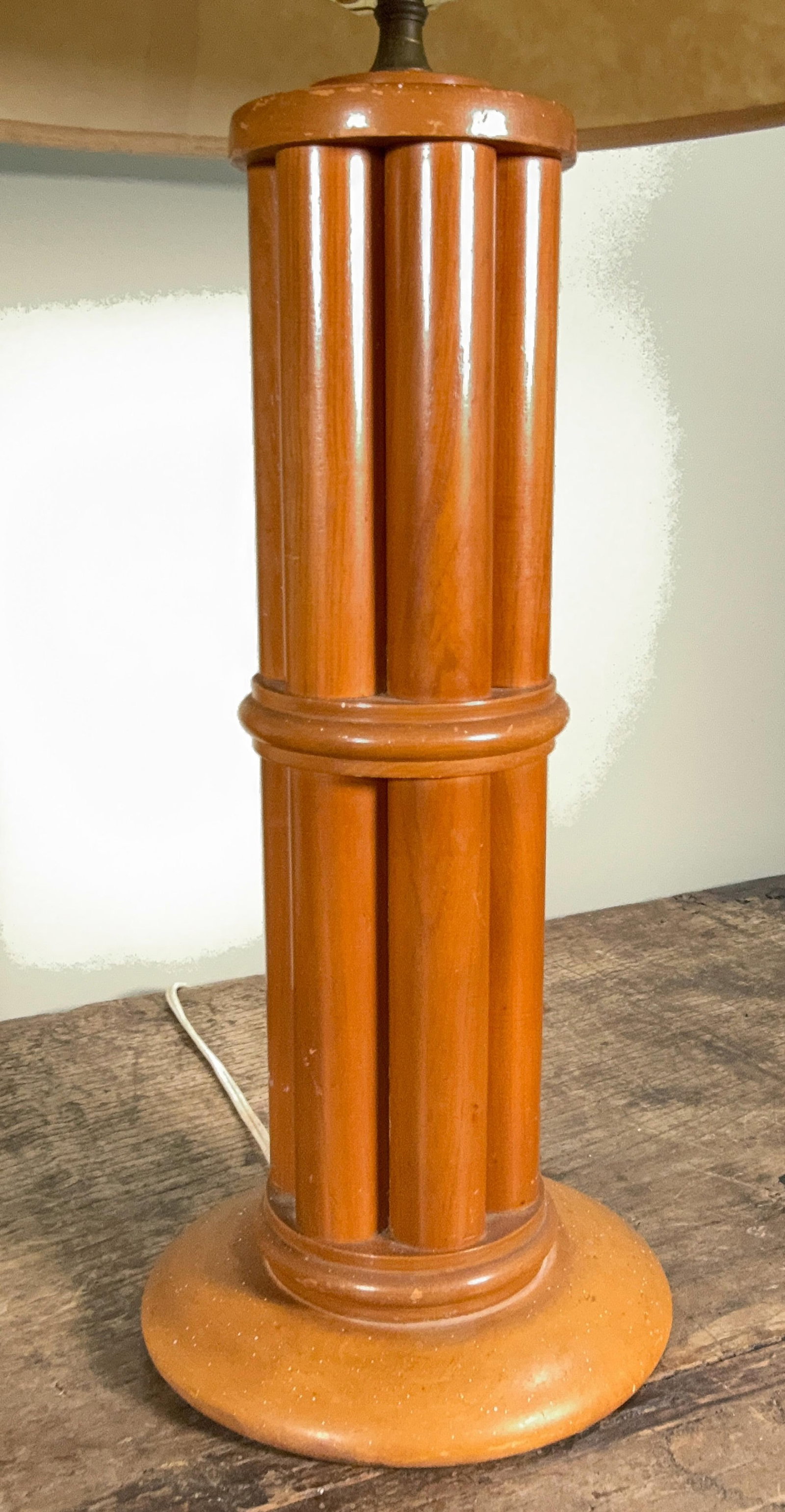 Coastal / Regency Faux Bamboo Table Lamps With Natural Fiber Shades - A Pair - 4