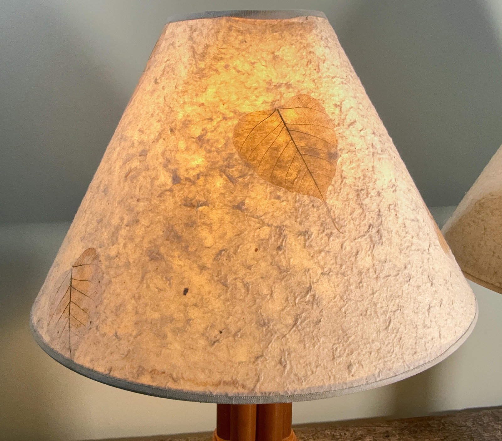 Coastal / Regency Faux Bamboo Table Lamps With Natural Fiber Shades - A Pair - 5