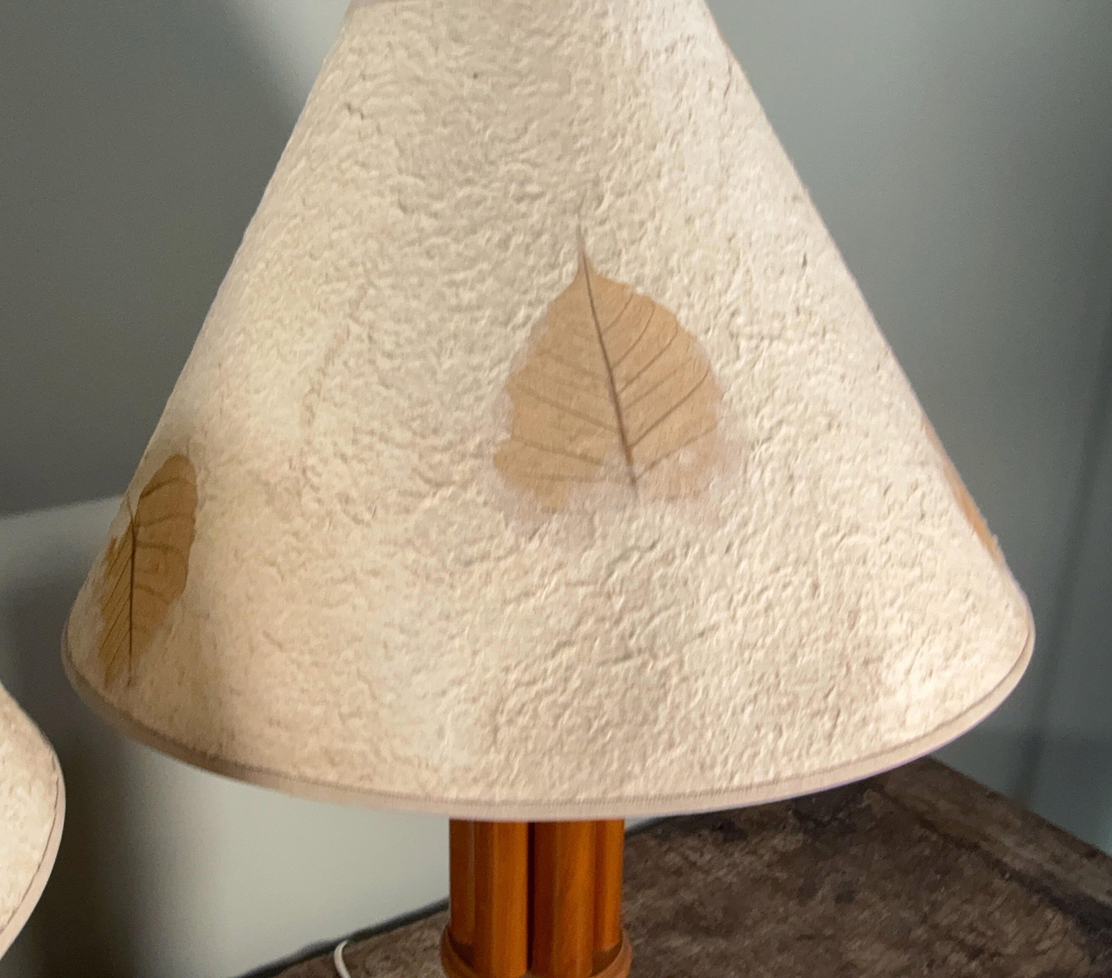 Coastal / Regency Faux Bamboo Table Lamps With Natural Fiber Shades - A Pair - 9