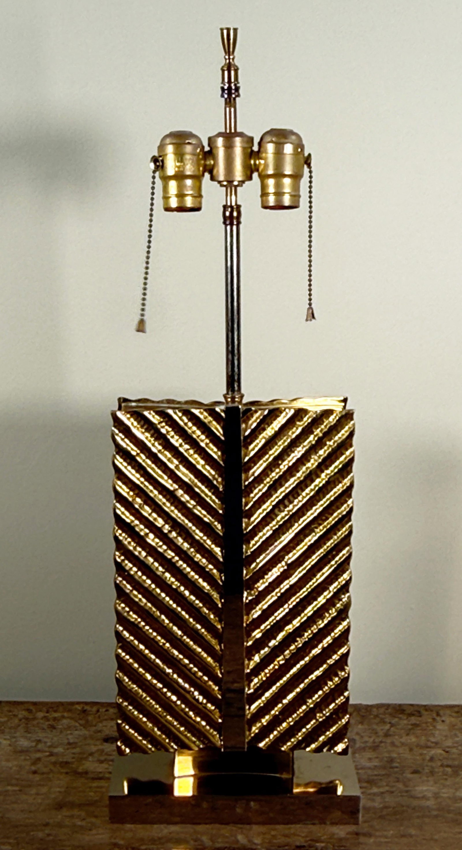 Vintage Hollywood Regency Maison Bagues Brass and Chrome Table Lamp - 2