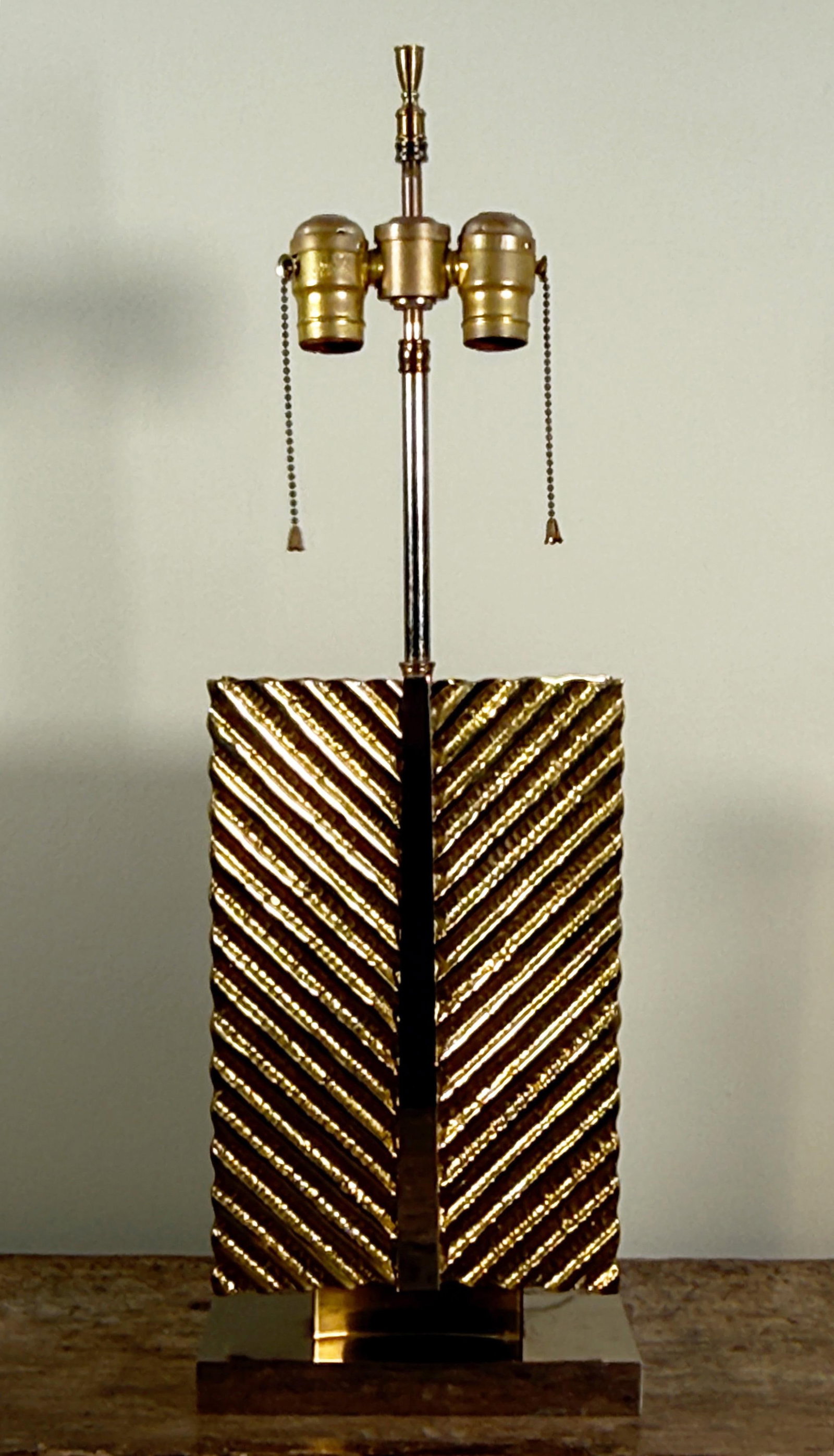 Vintage Hollywood Regency Maison Bagues Brass and Chrome Table Lamp - 4