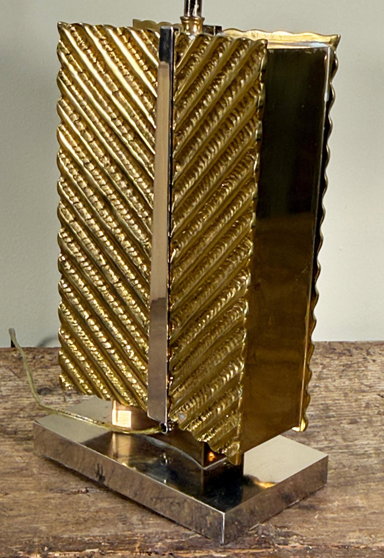 Vintage Hollywood Regency Maison Bagues Brass and Chrome Table Lamp - 7