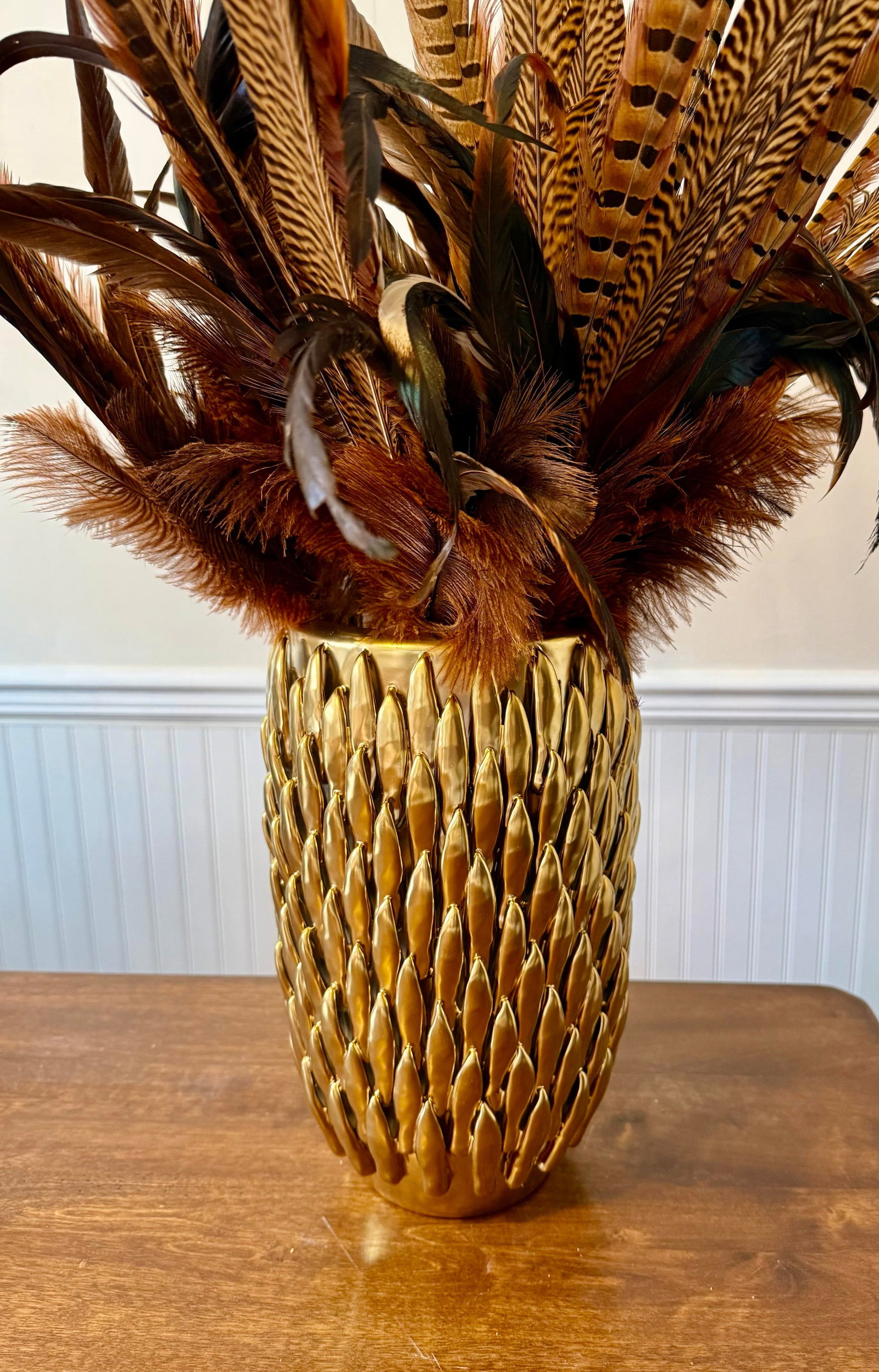 Pheasant Feather Decorative Vase - 10