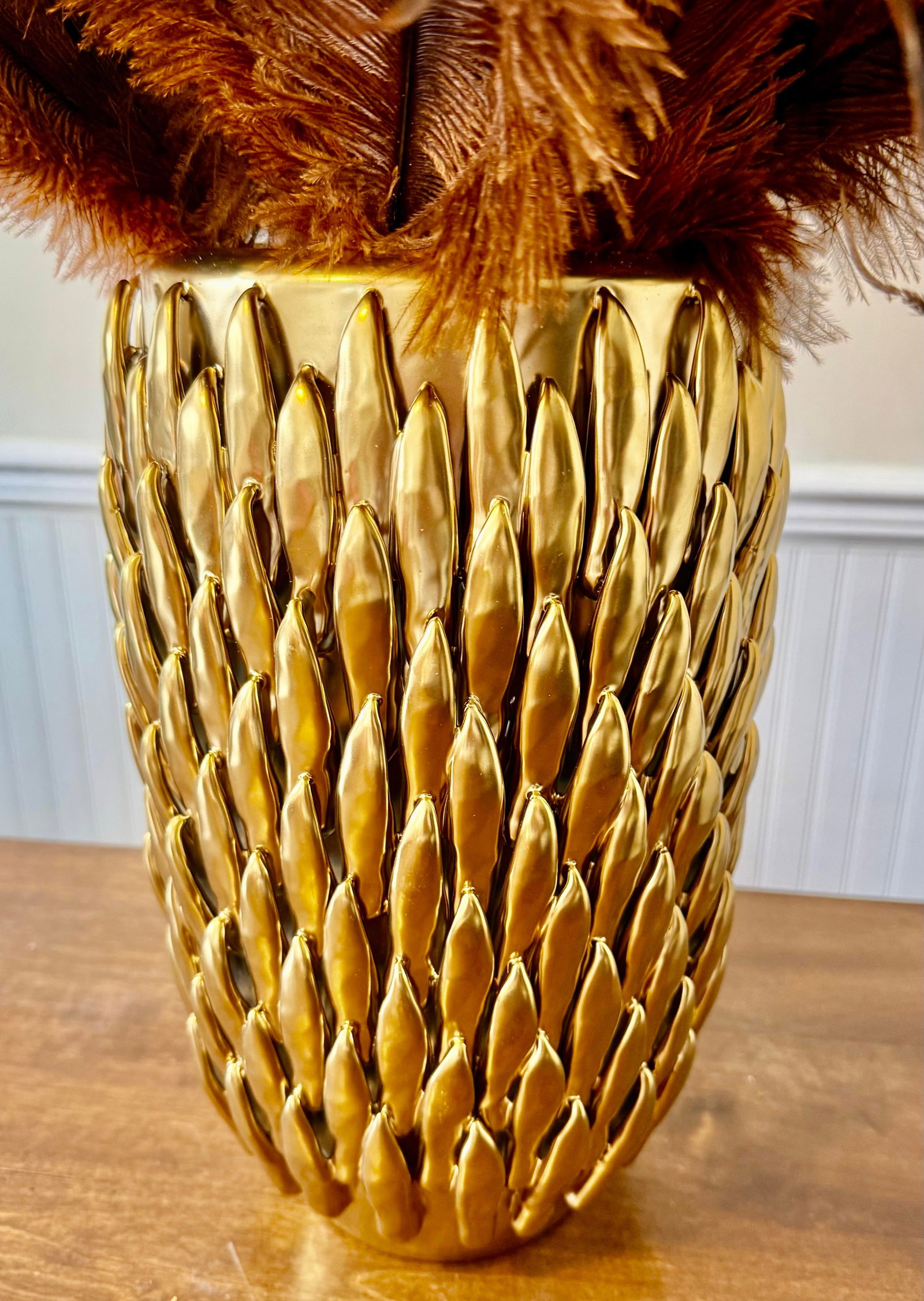 Pheasant Feather Decorative Vase - 11