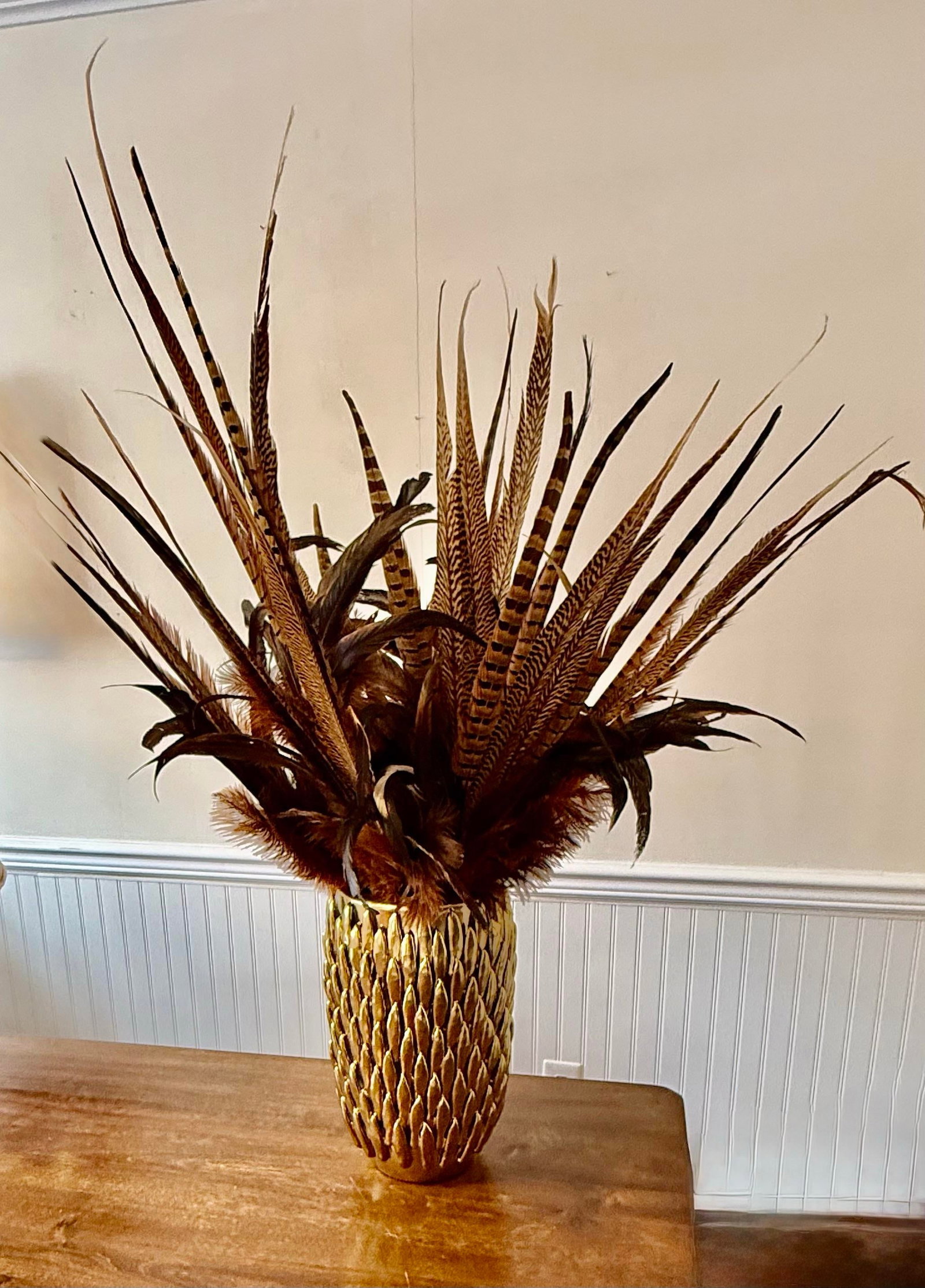 Pheasant Feather Decorative Vase - 9