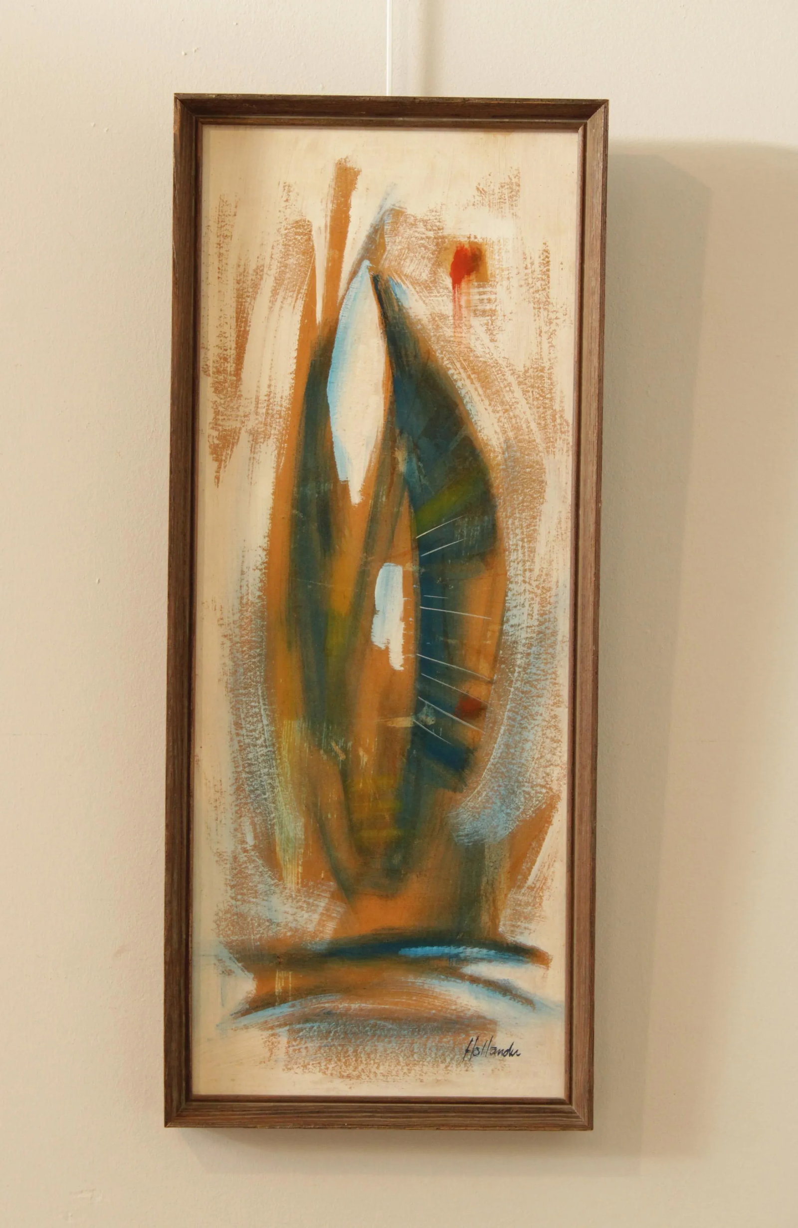 Mid Century Abstract Original Painting, Framed - 2