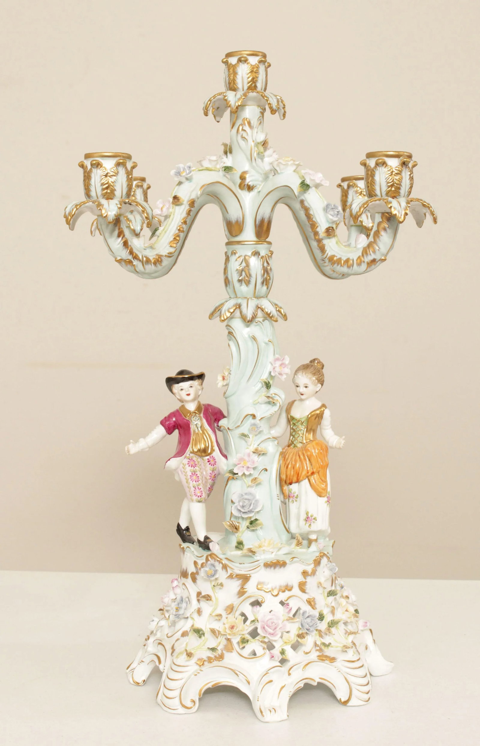 Vintage Meissen Porcelain Five Light Candelabra - 2