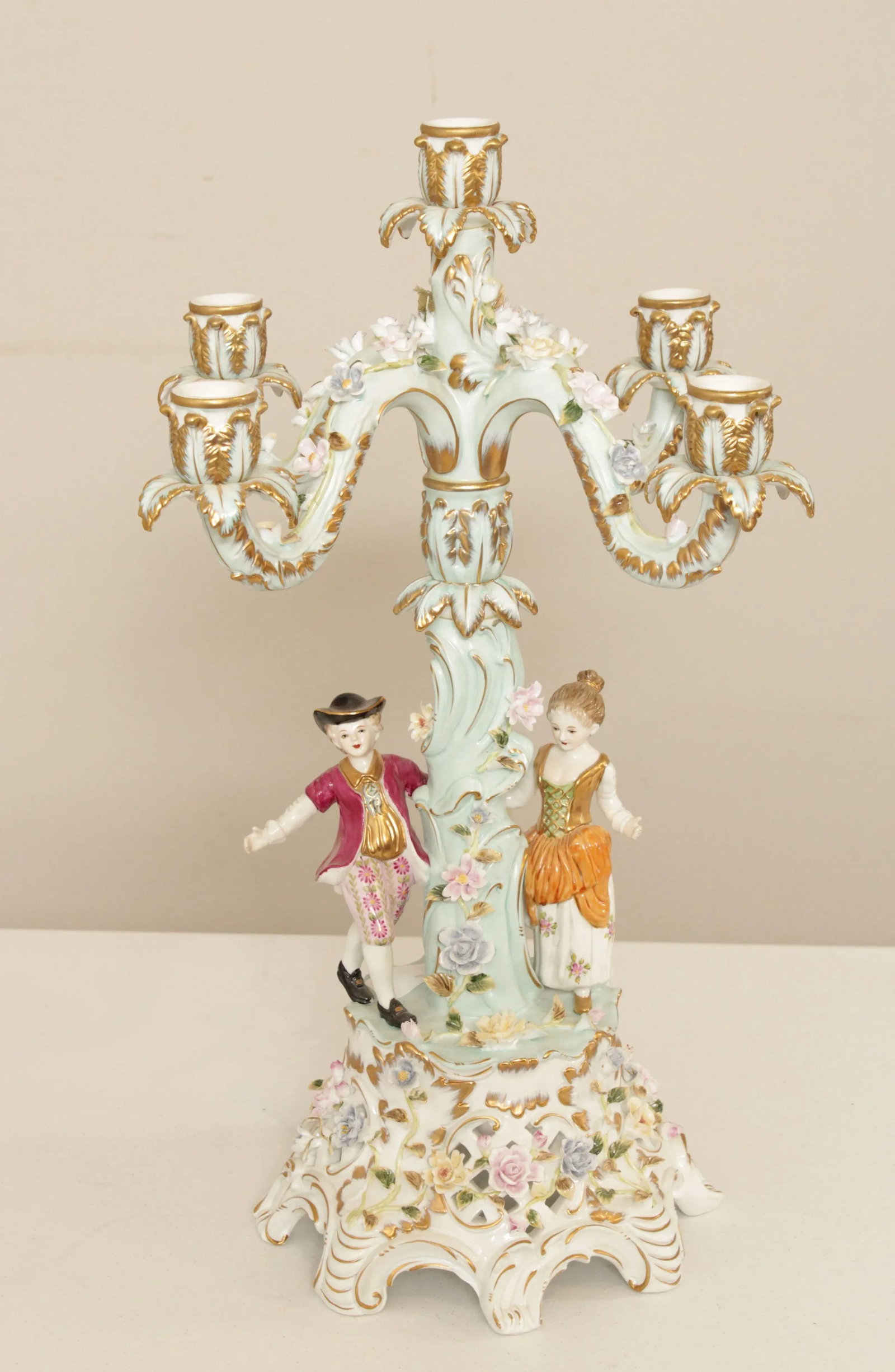 Vintage Meissen Porcelain Five Light Candelabra - 3