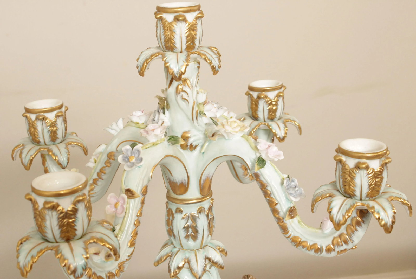 Vintage Meissen Porcelain Five Light Candelabra - 6