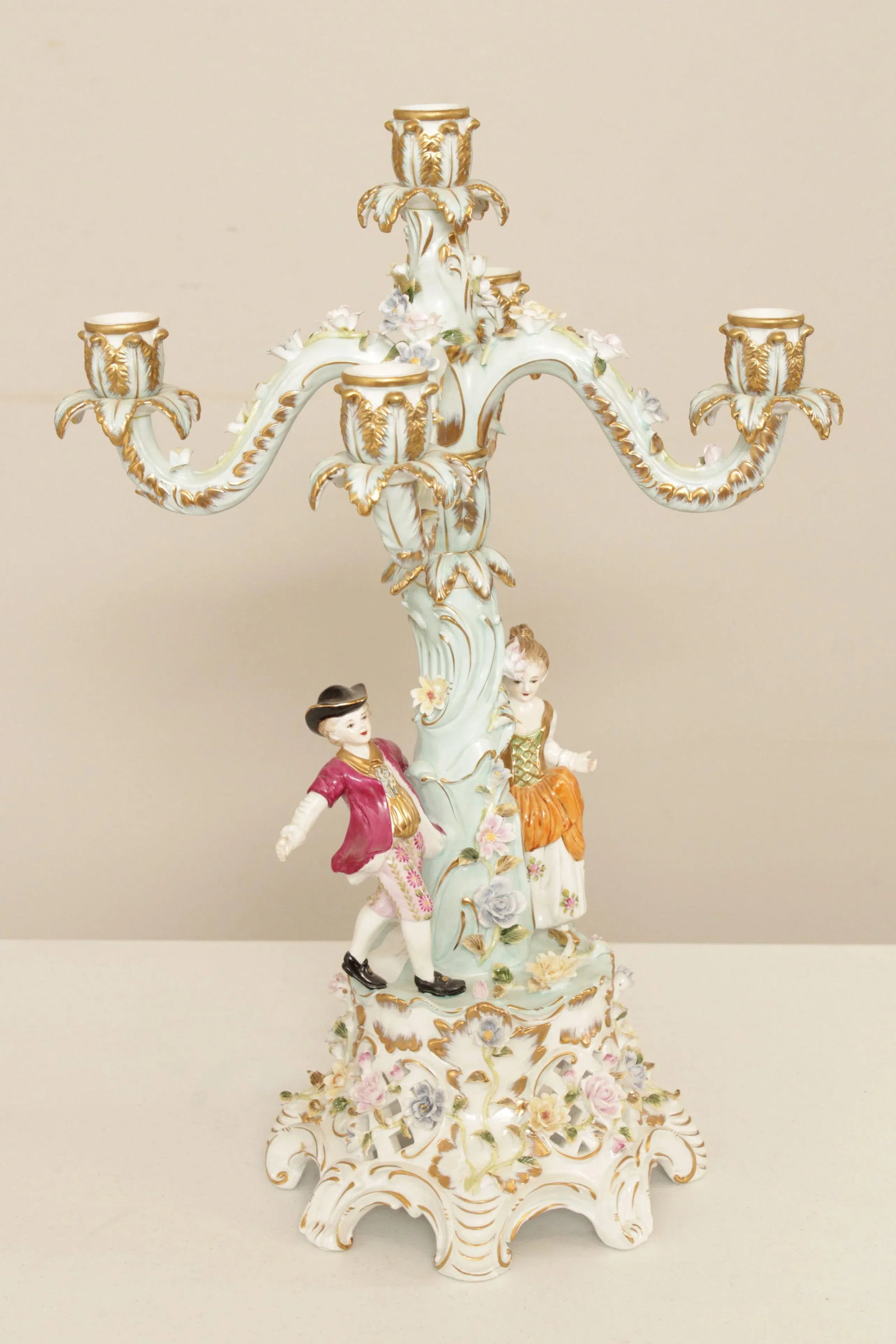 Vintage Meissen Porcelain Five Light Candelabra - 8