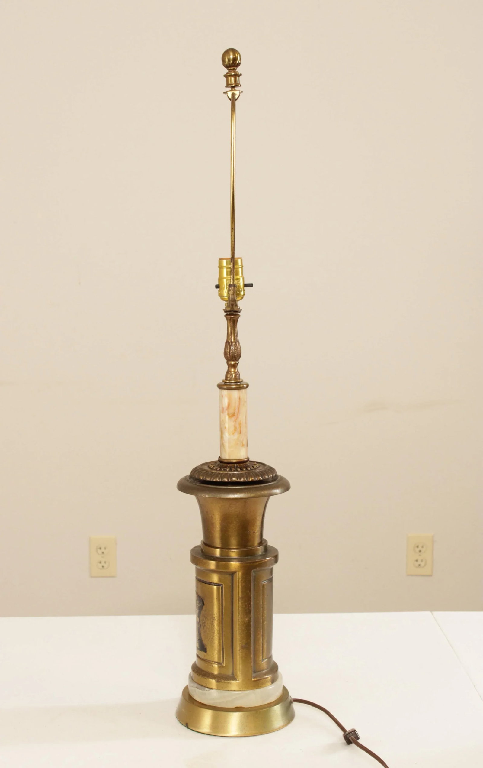 Vintage Lamp with 'Ure Medicines' Brass Canister Base and Onyx - 10
