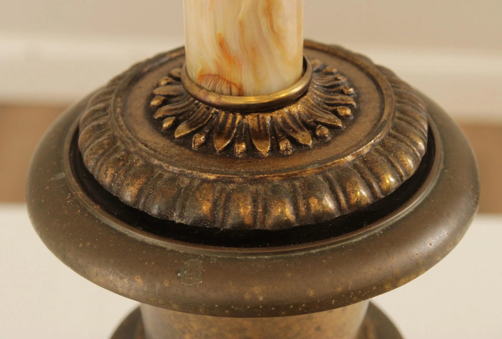 Vintage Lamp with 'Ure Medicines' Brass Canister Base and Onyx - 6