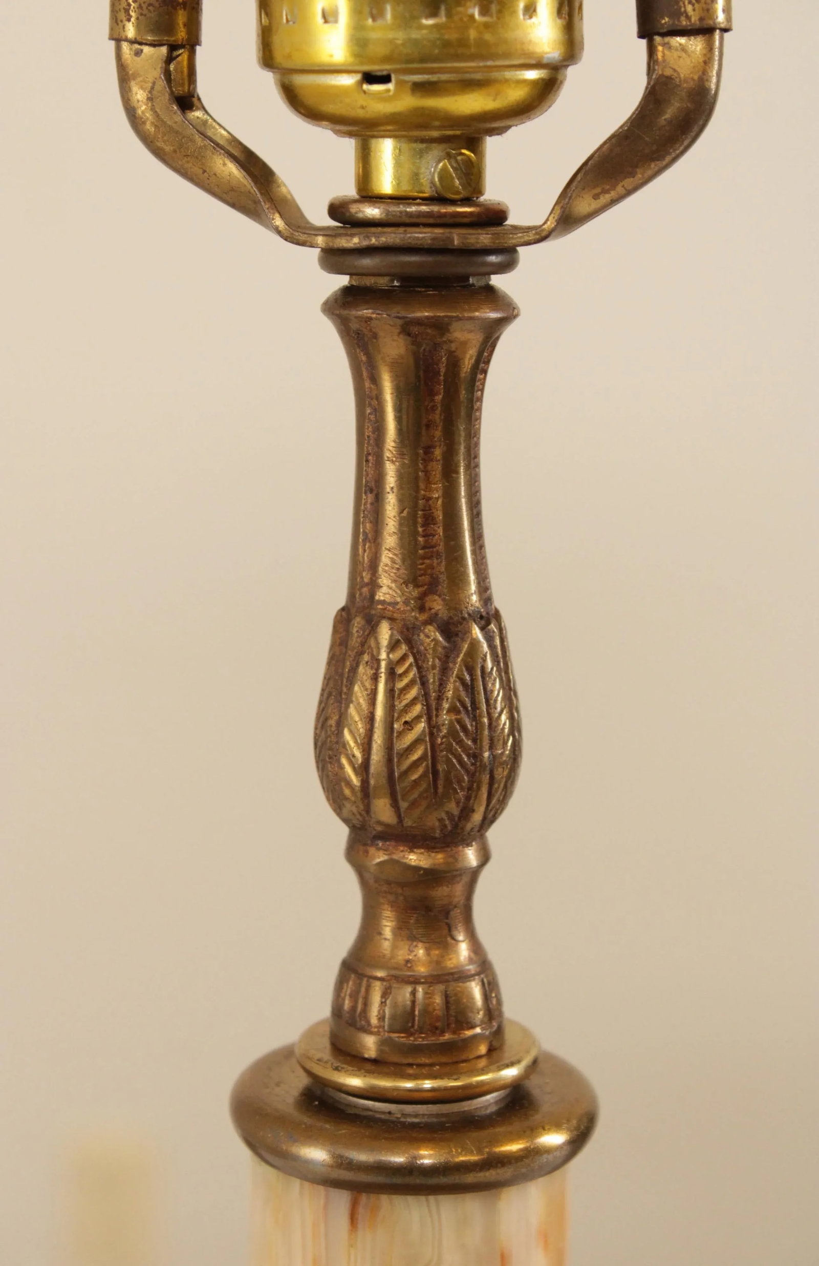 Vintage Lamp with 'Ure Medicines' Brass Canister Base and Onyx - 7