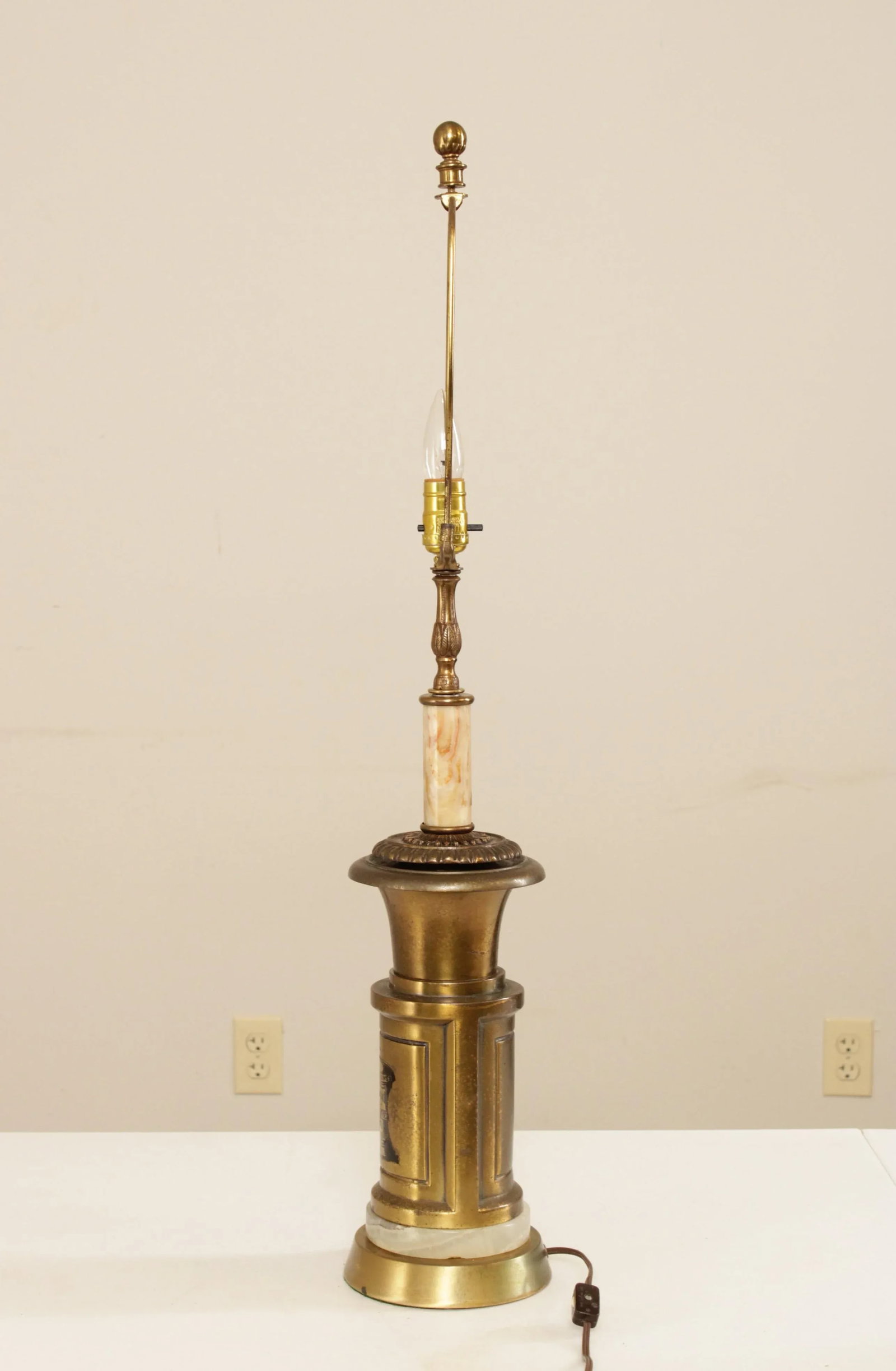Vintage Lamp with 'Ure Medicines' Brass Canister Base and Onyx - 8