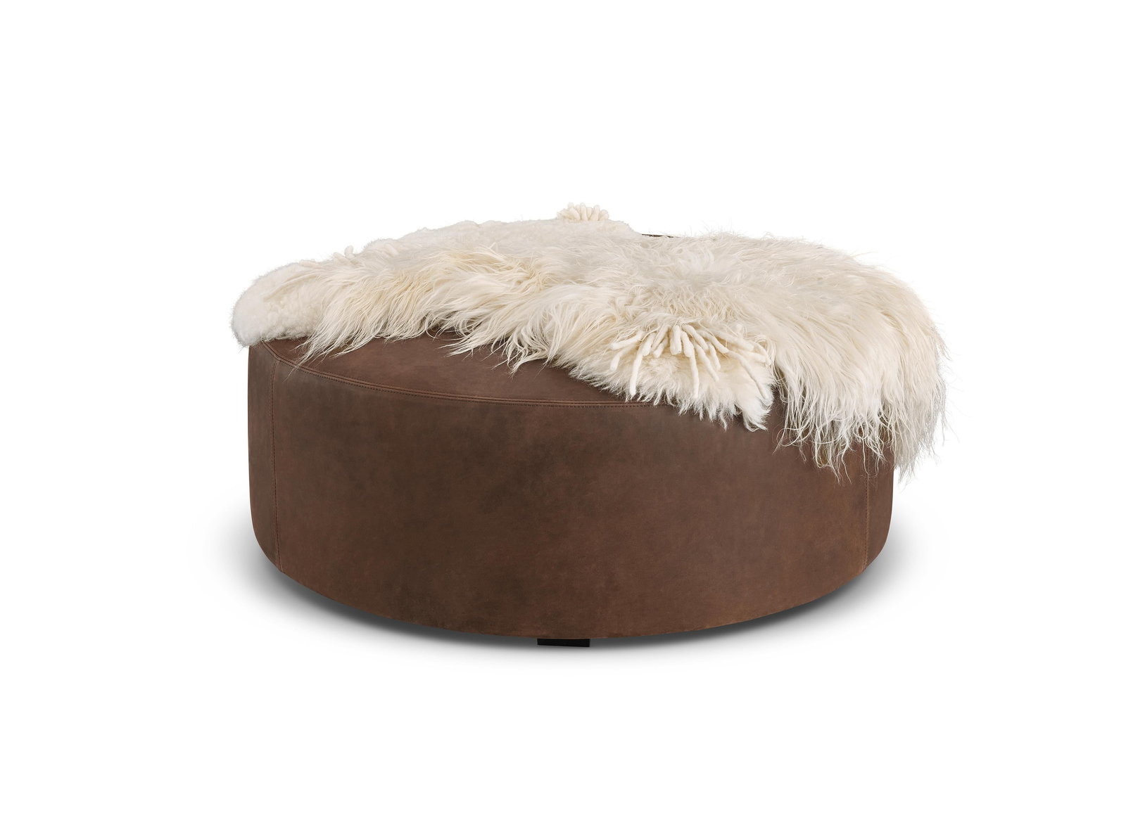 Lancaster One-of-a-Kind Charlotte Ottoman - Round With Natural Icelandic Fur - 2
