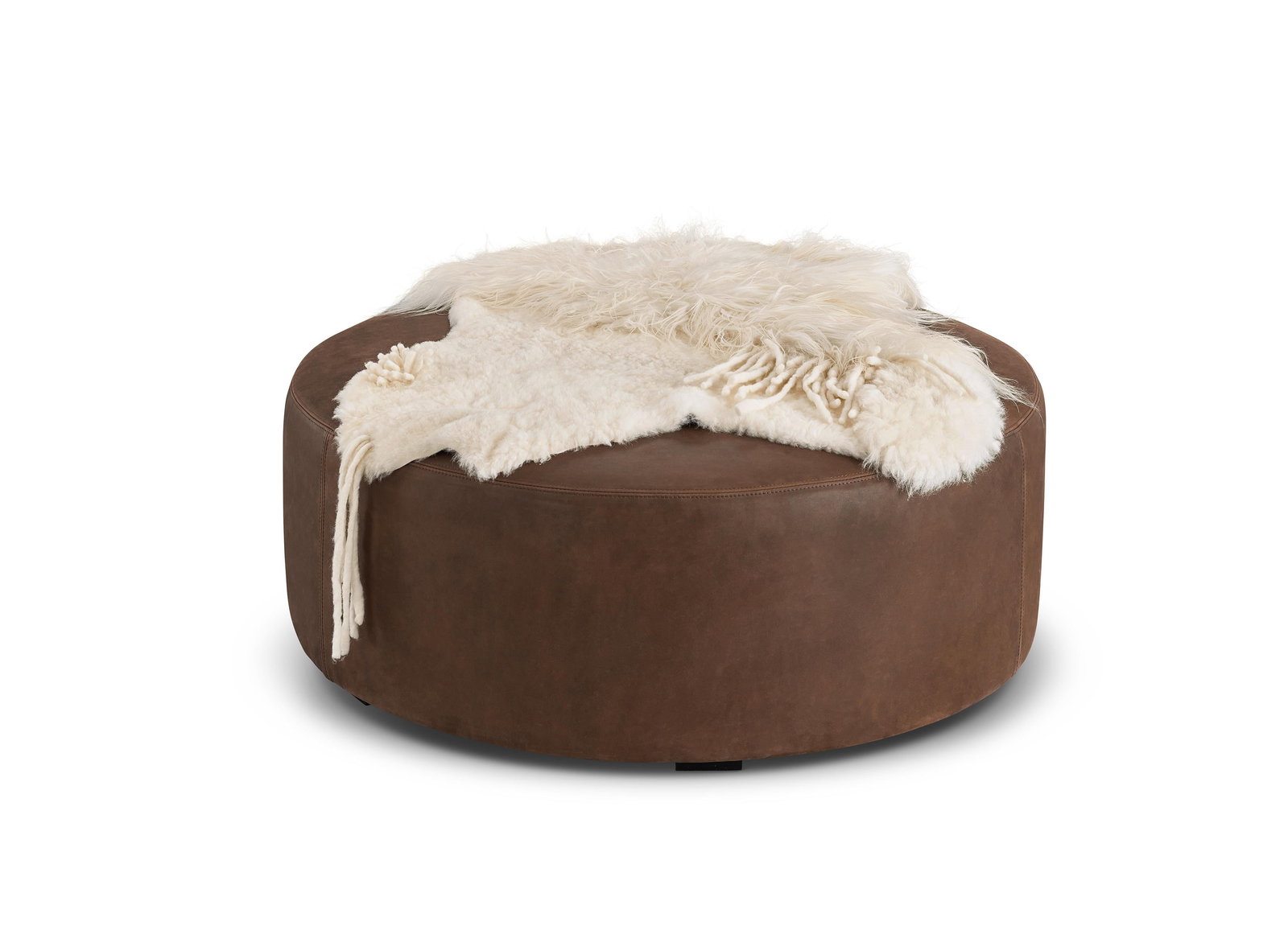 Lancaster One-of-a-Kind Charlotte Ottoman - Round With Natural Icelandic Fur - 3