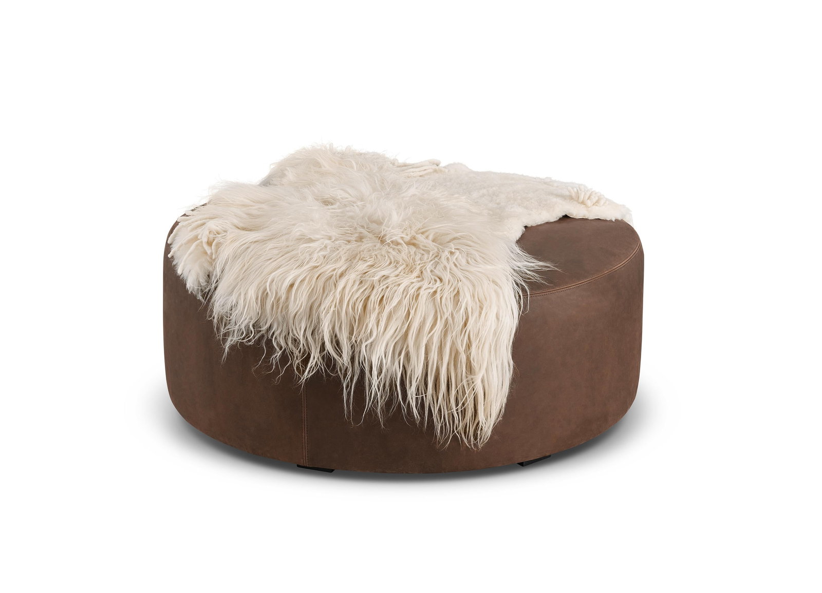 Lancaster One-of-a-Kind Charlotte Ottoman - Round With Natural Icelandic Fur - 4