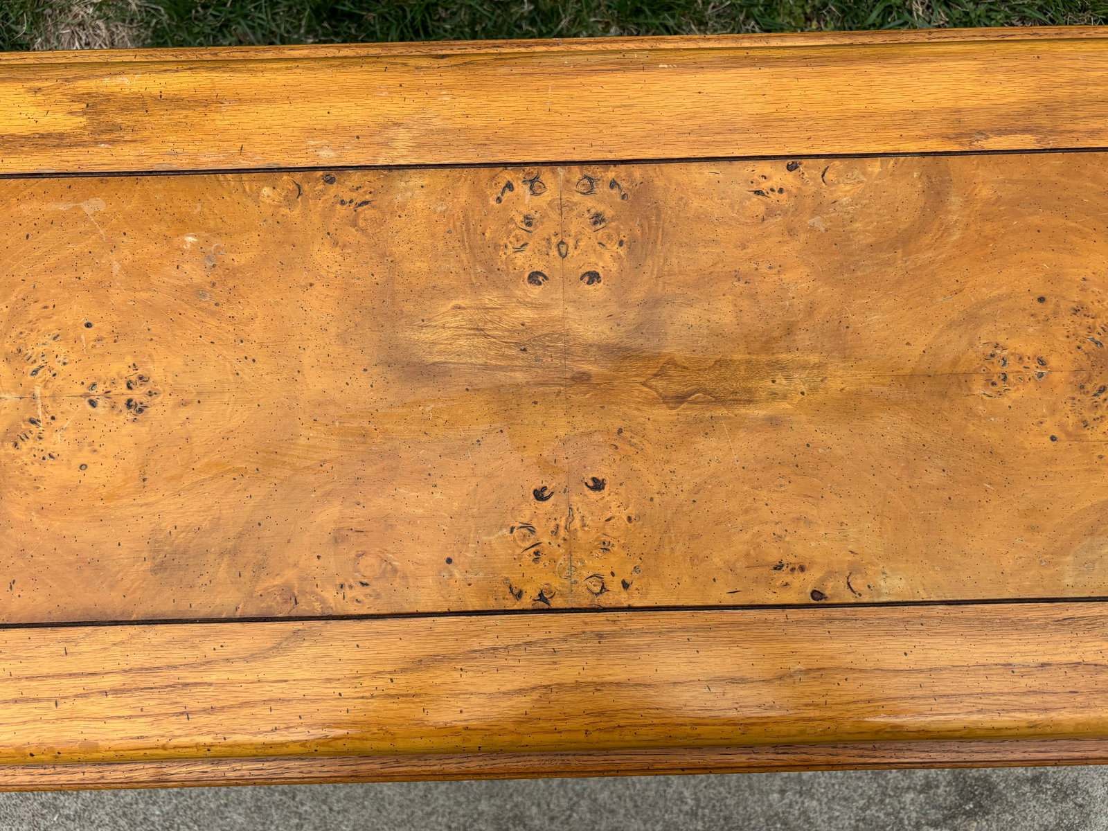 1980s Postmodern Burl Wood and Oak Sofa Table - 10