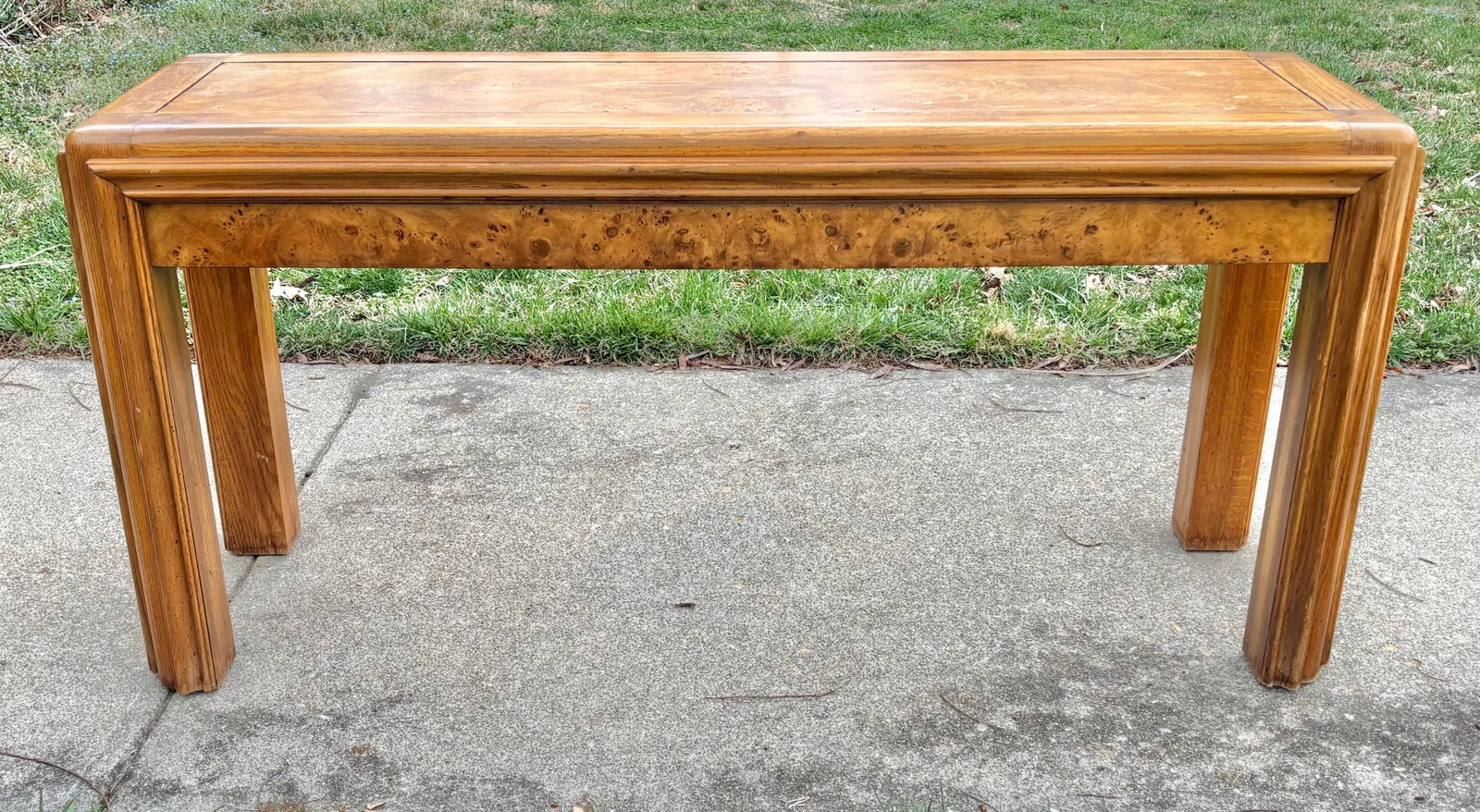 1980s Postmodern Burl Wood and Oak Sofa Table - 12