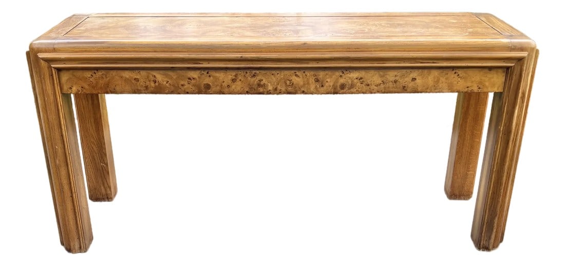 1980s Postmodern Burl Wood and Oak Sofa Table (1 of 12)