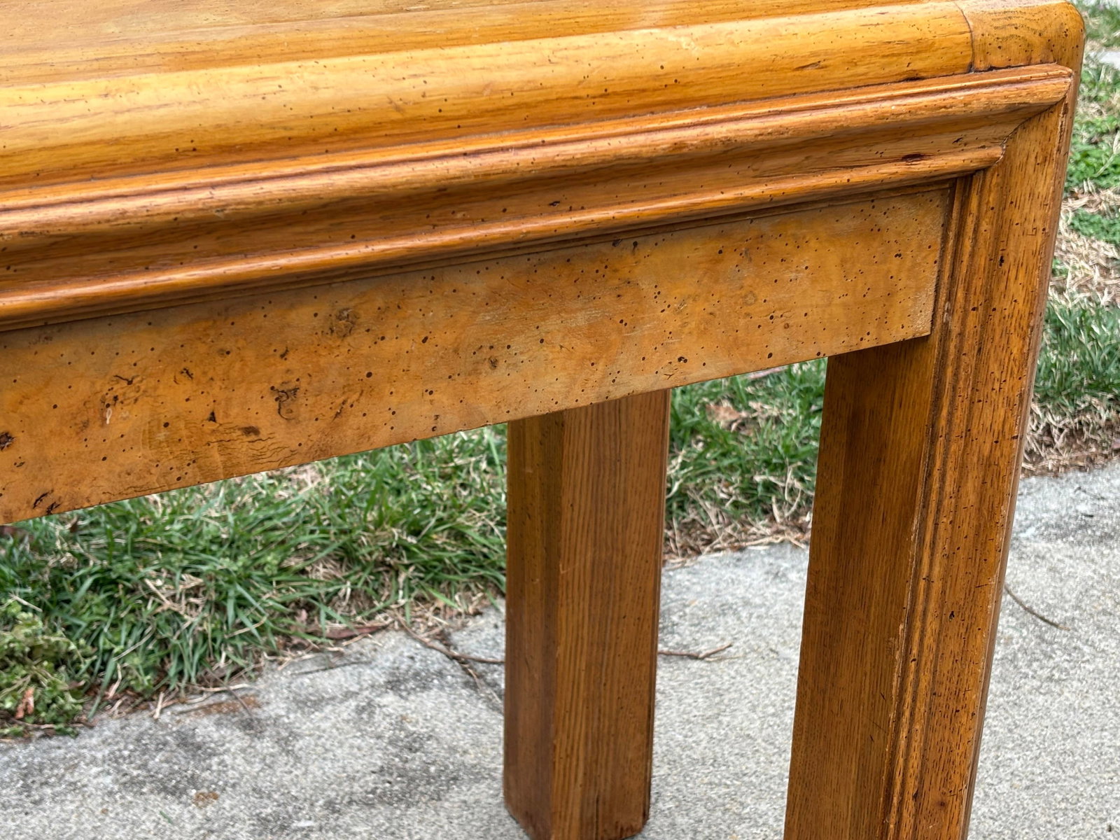 1980s Postmodern Burl Wood and Oak Sofa Table - 5