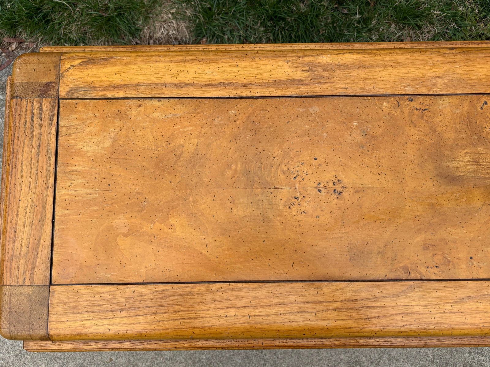 1980s Postmodern Burl Wood and Oak Sofa Table - 9