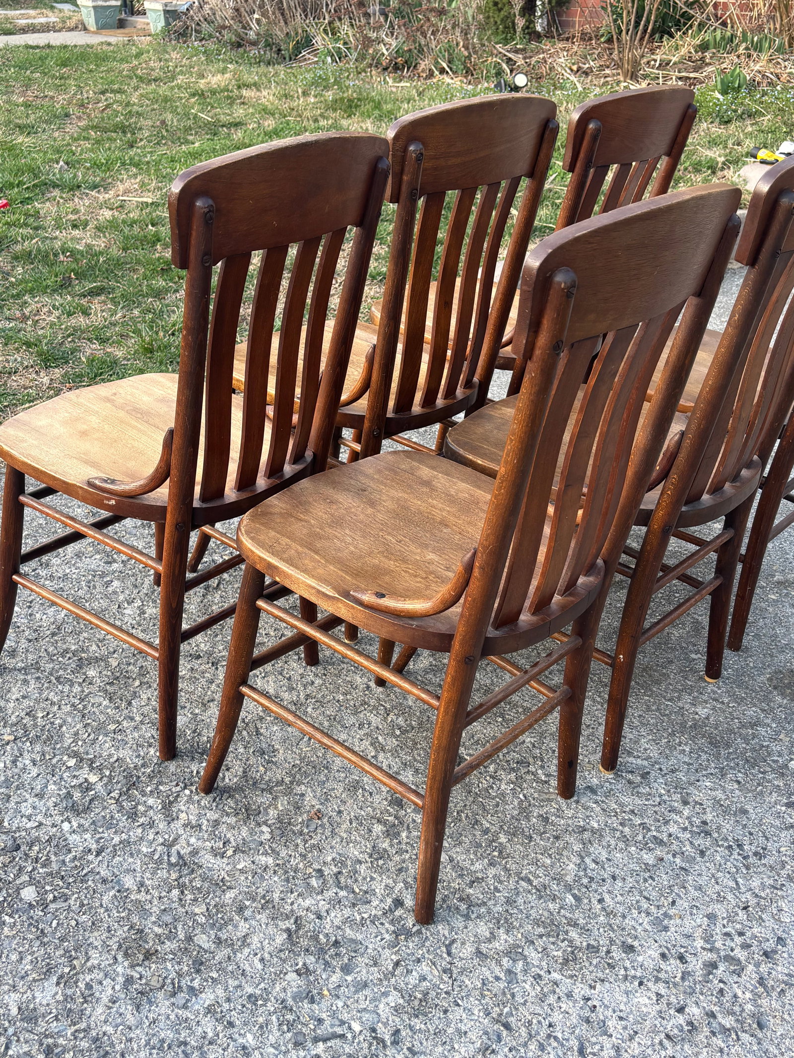 Antique Rustic Arts & Crafts Dining Chairs - Set of 6 - 11