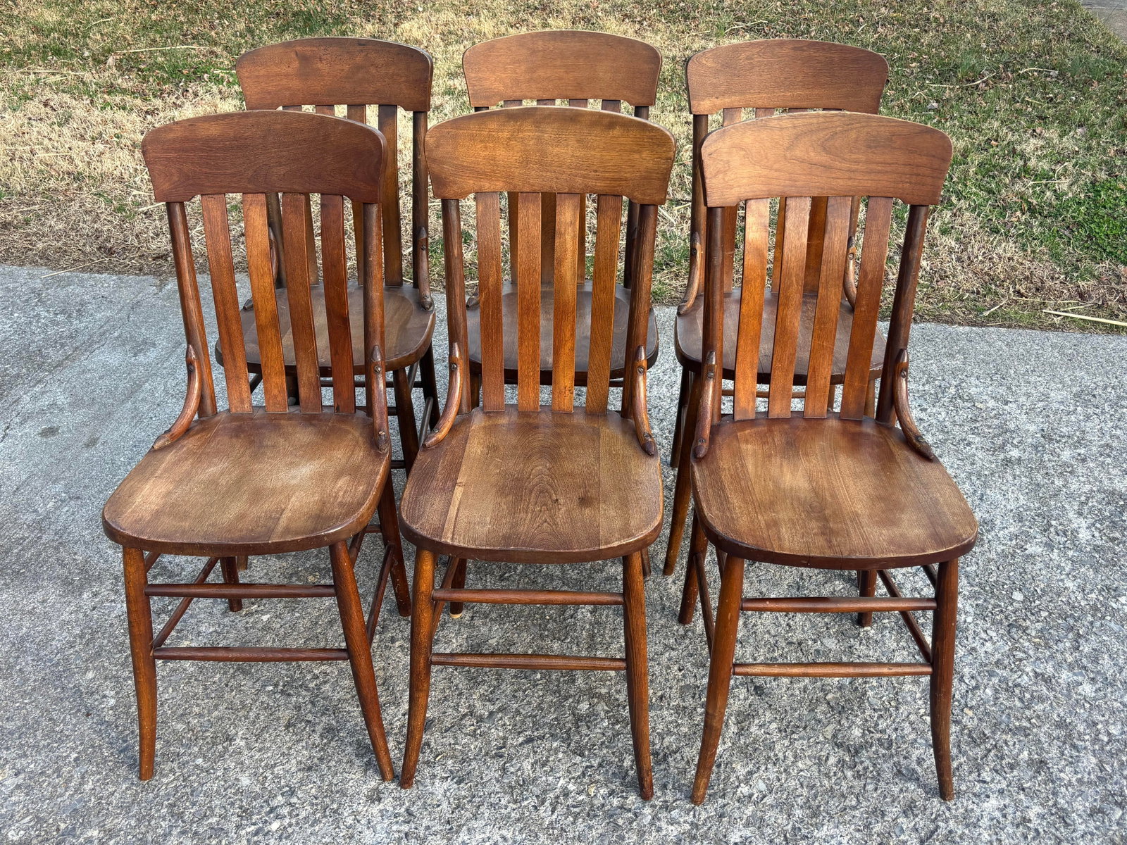 Antique Rustic Arts & Crafts Dining Chairs - Set of 6 - 12