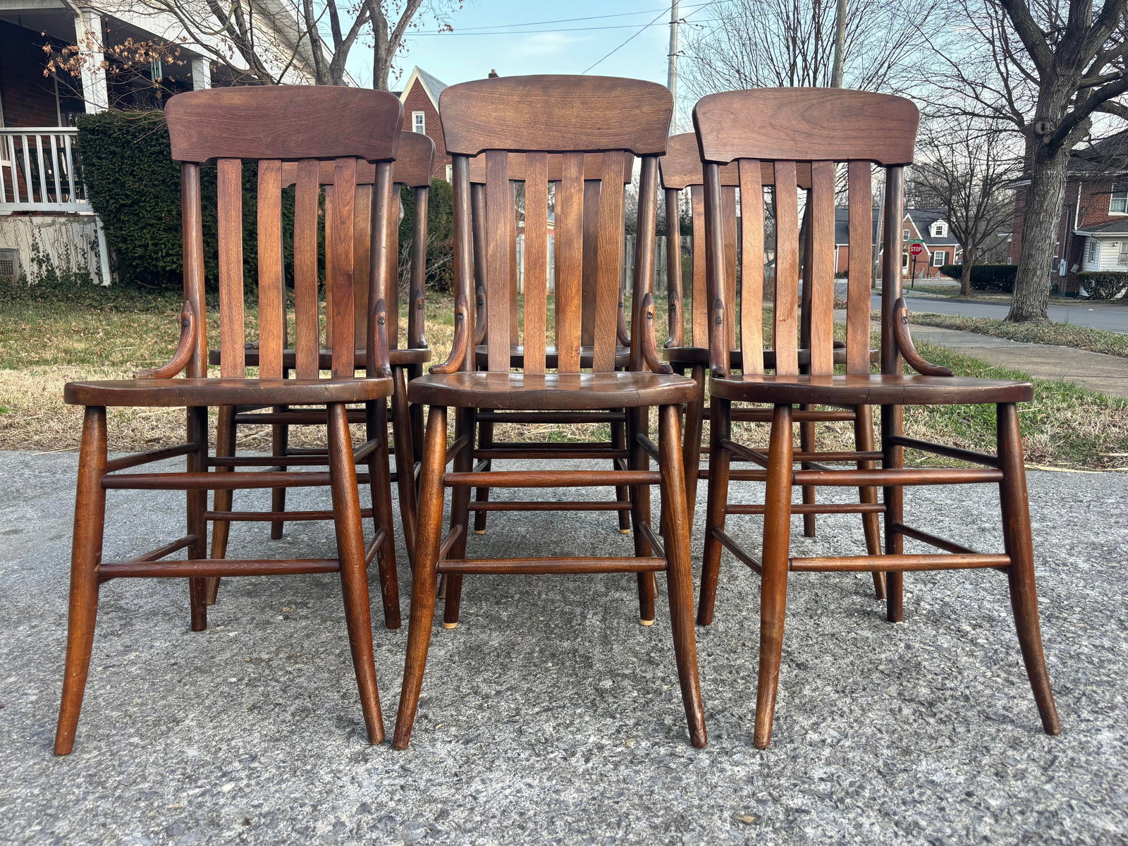 Antique Rustic Arts & Crafts Dining Chairs - Set of 6 - 2