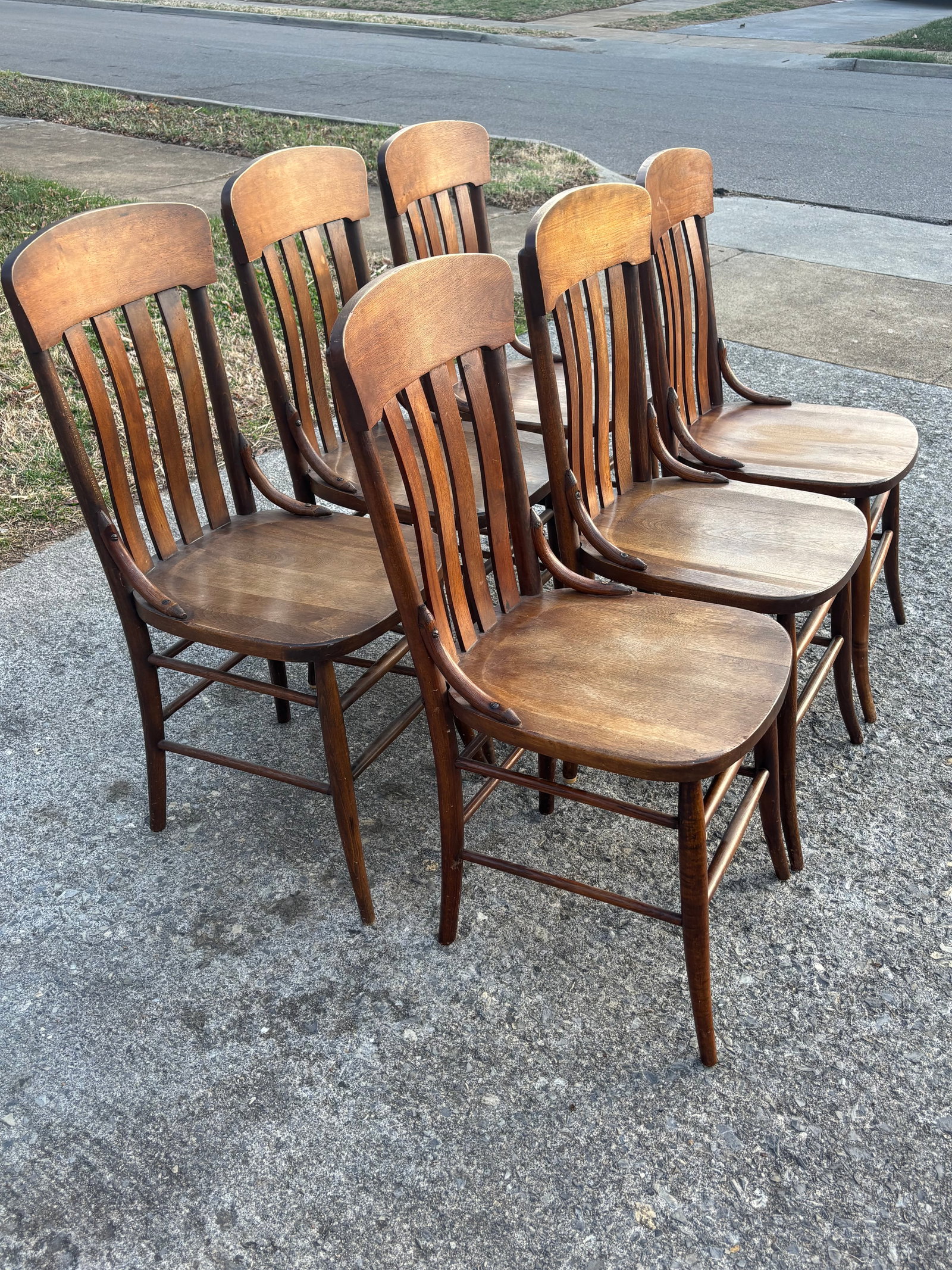 Antique Rustic Arts & Crafts Dining Chairs - Set of 6 - 7