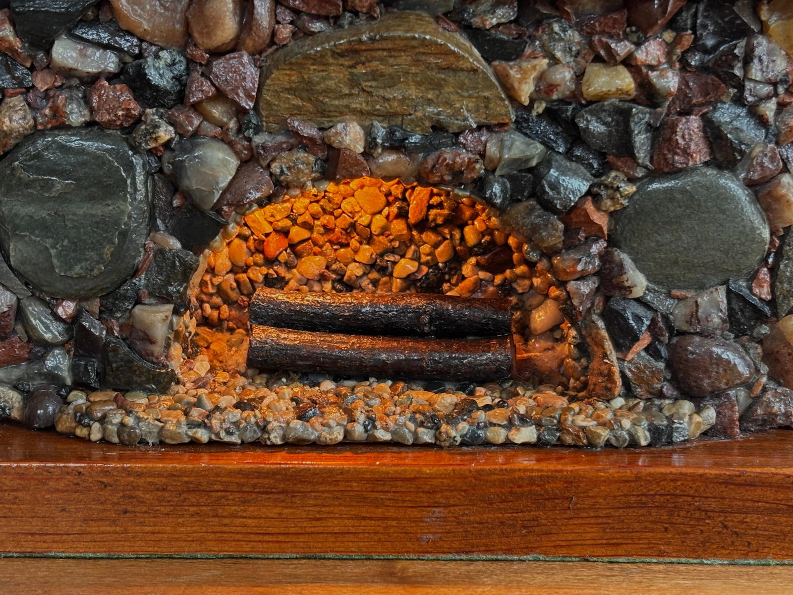 1940s Rustic Stone Fireplace Lamp Plus Night Light With Shade - 5